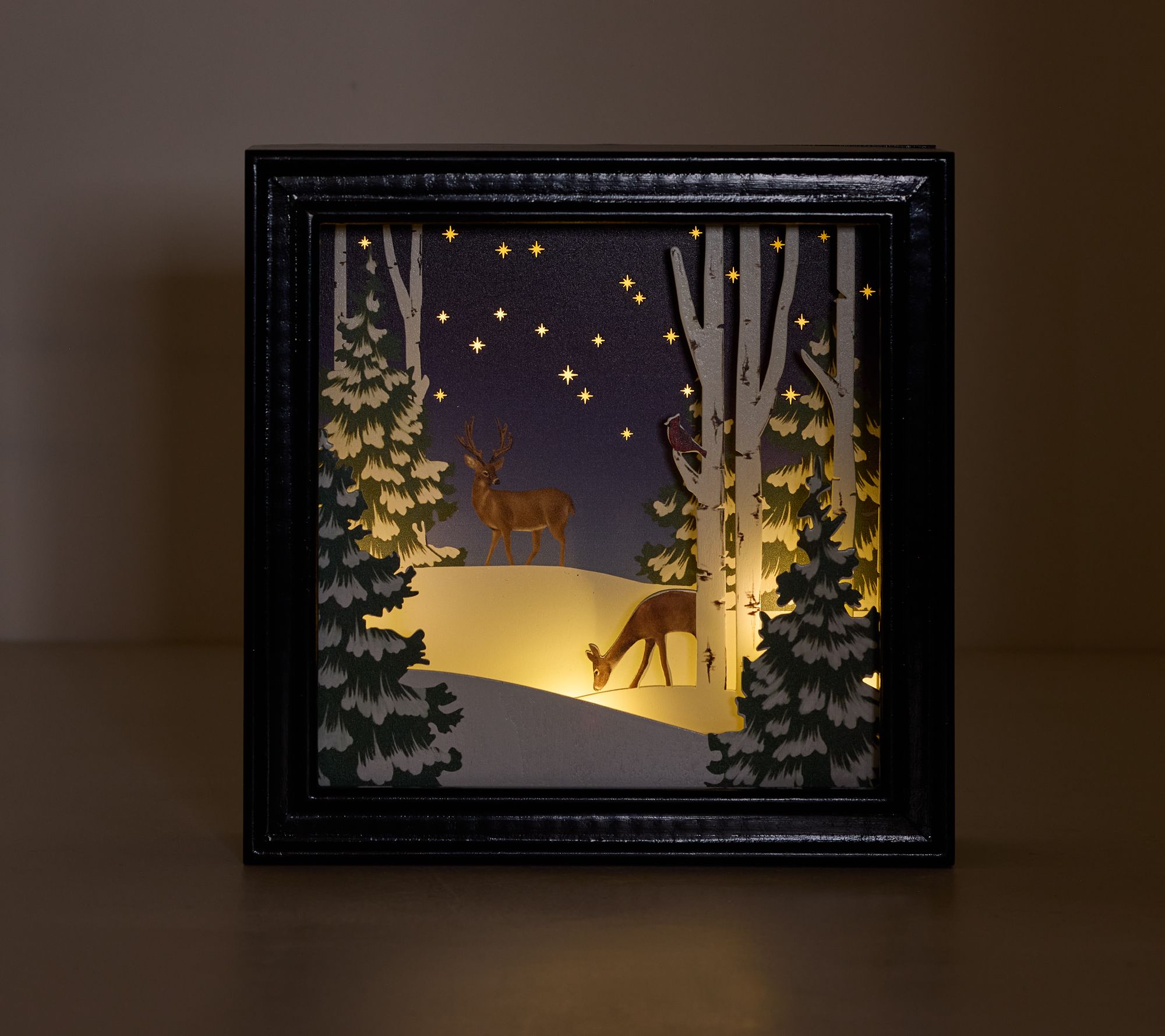 Illuminated Wood Shadow Box with Scene by Valerie | QVC