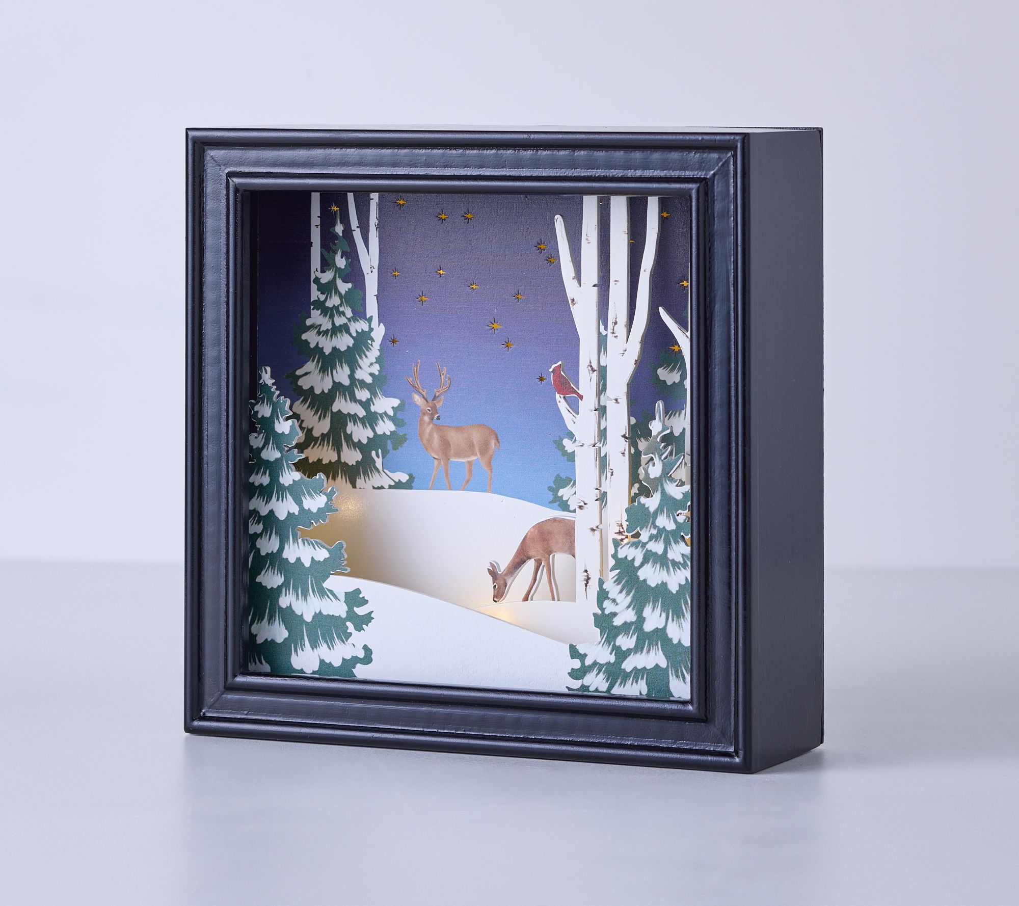 Illuminated Wood Shadow Box with Scene by Valerie | QVC