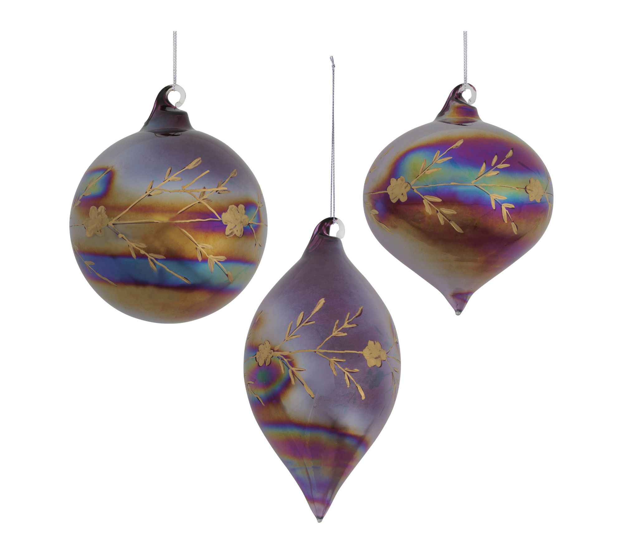 Melrose Iridescent Etched Glass Ornament (Set of 6)
