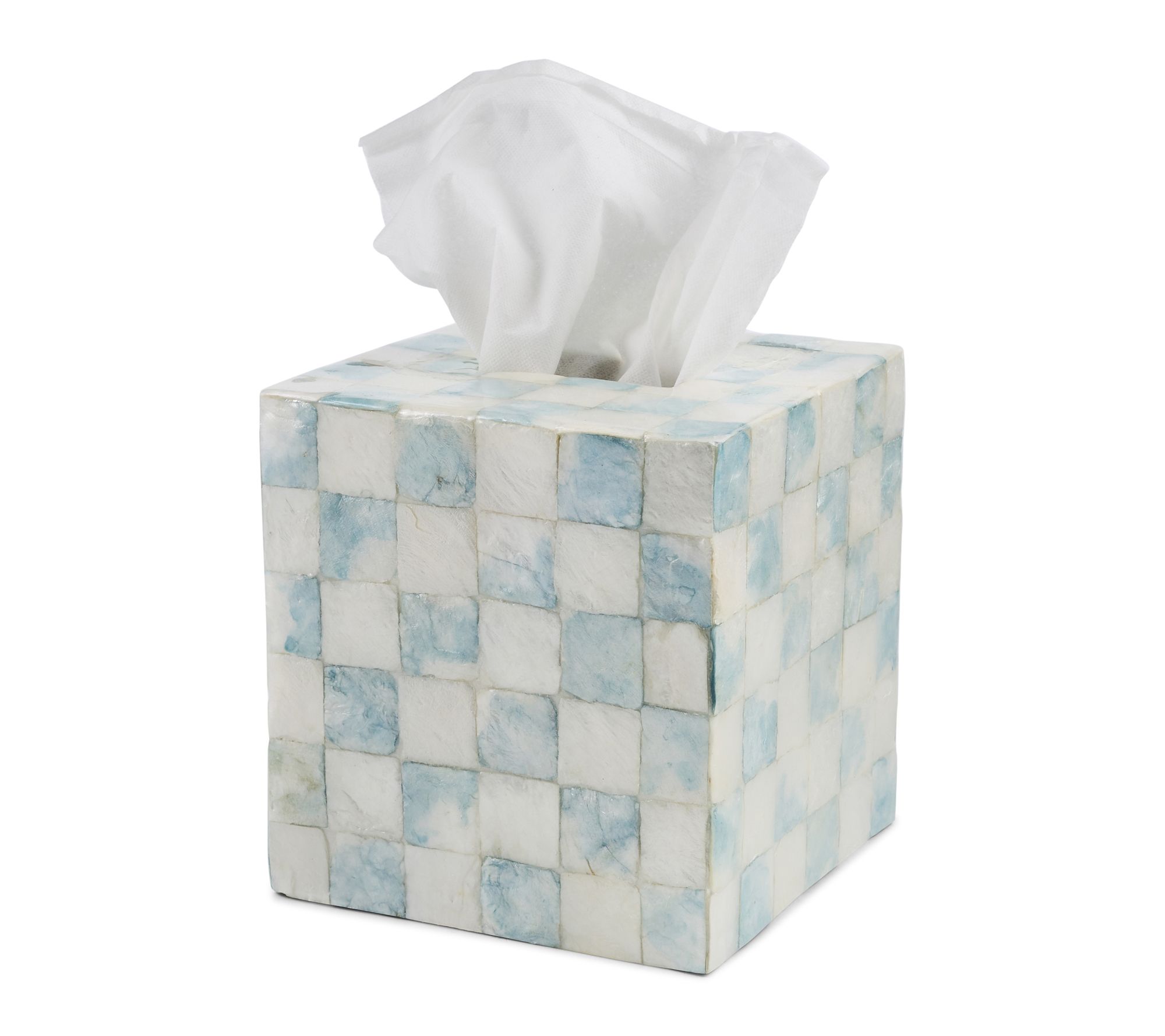 MacKenzie -Childs Sky Check Capiz Boutique Tissue Box