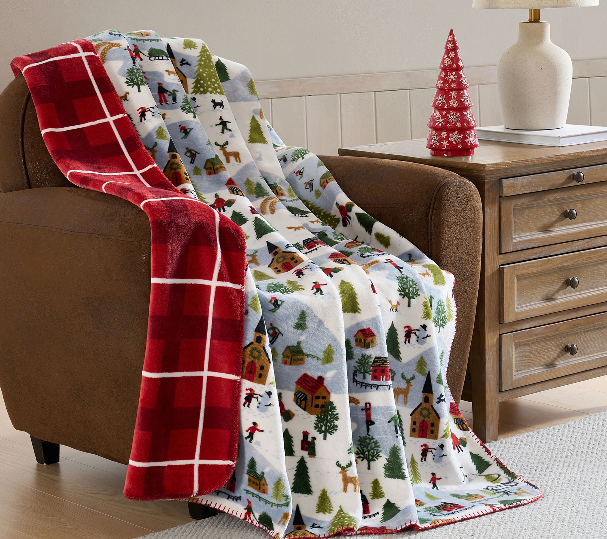 Hallmark Reversible Plush Holiday Throws
