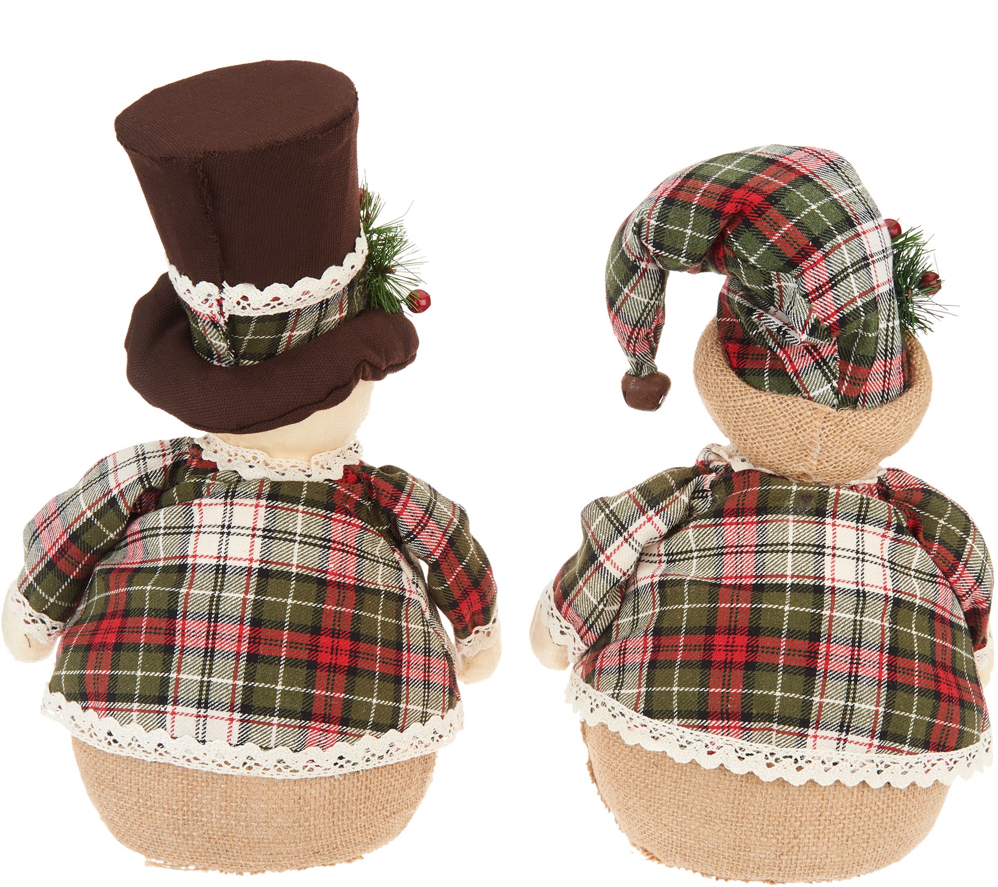 "As Is" Set of 2 Snowmen with Hats and Plaid Coats by Valerie - QVC.com