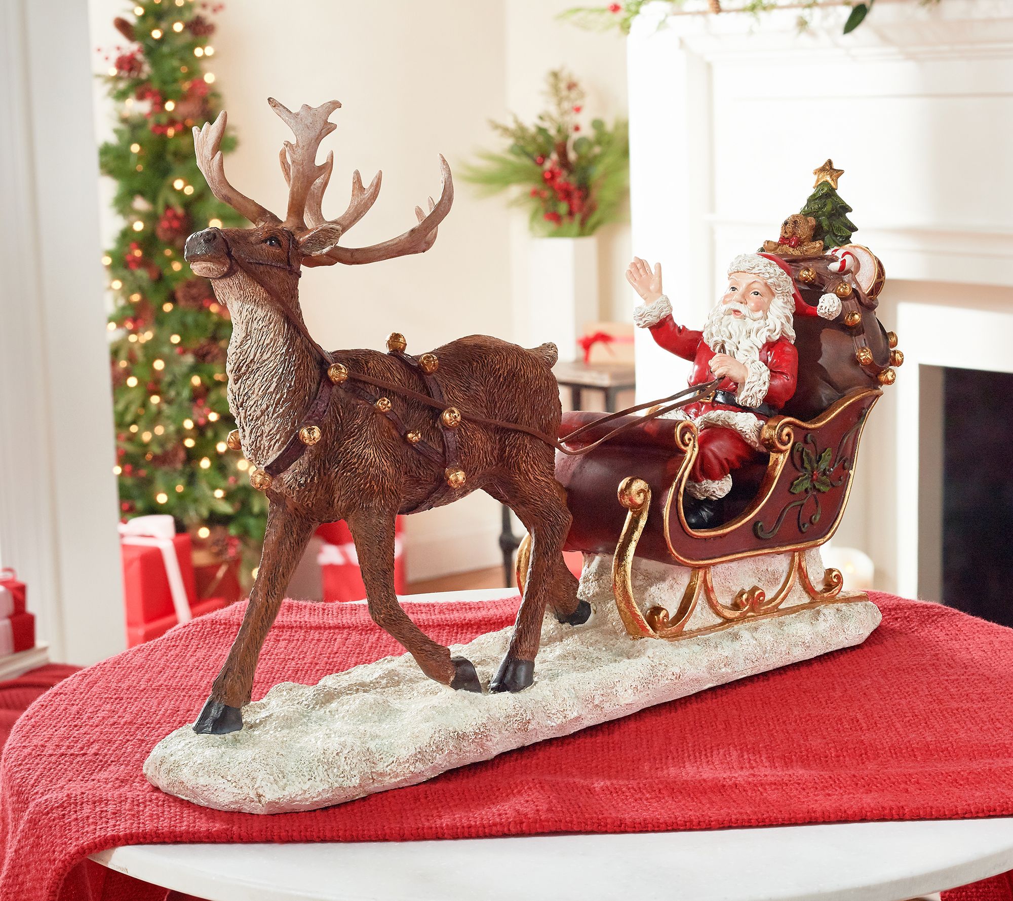 santa with reindeer figurine