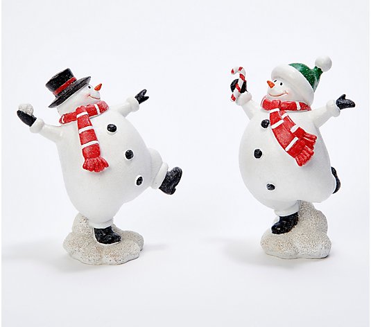 Set of 2 Playing Snowmen Figures by Valerie