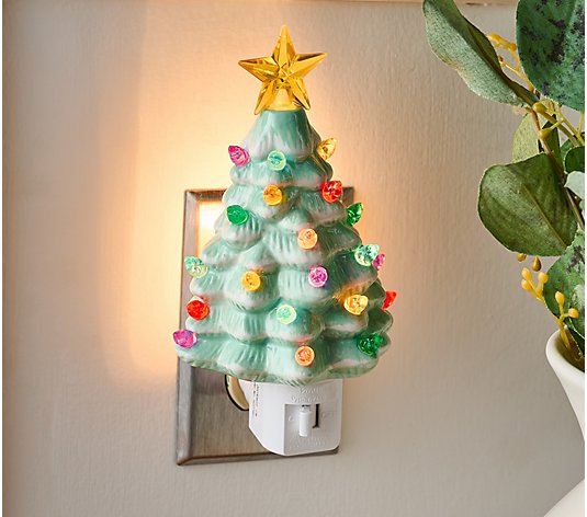 Mr. Christmas Set of 2 Nostalgic Ceramic Tree Night Lights