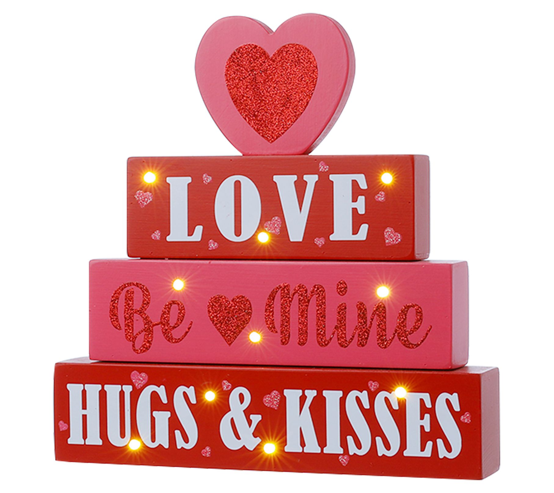 Glitzhome 11" Lighted Valentine's Day Block Tab le Decor