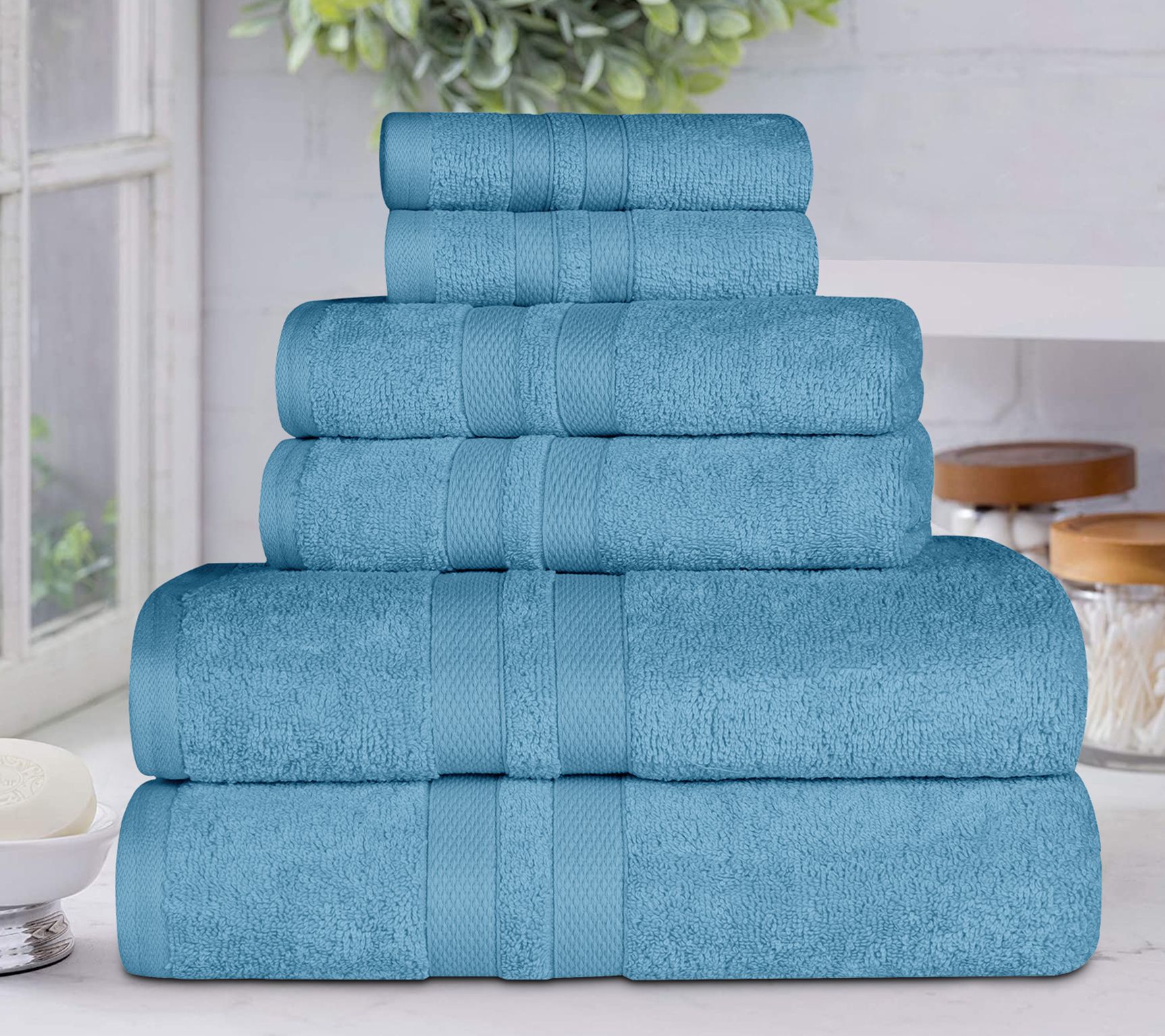 Superior Egyptian Cotton 6-Piece Quick Dry Towel Set