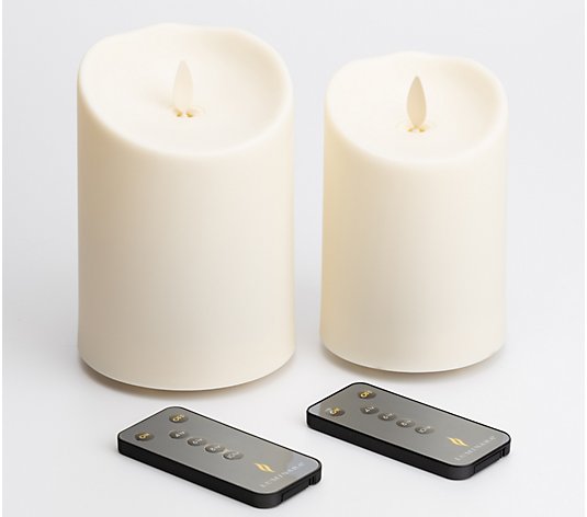 Luminara Set of Two 4" & 5" Outdoor Candles w/Two Remotes