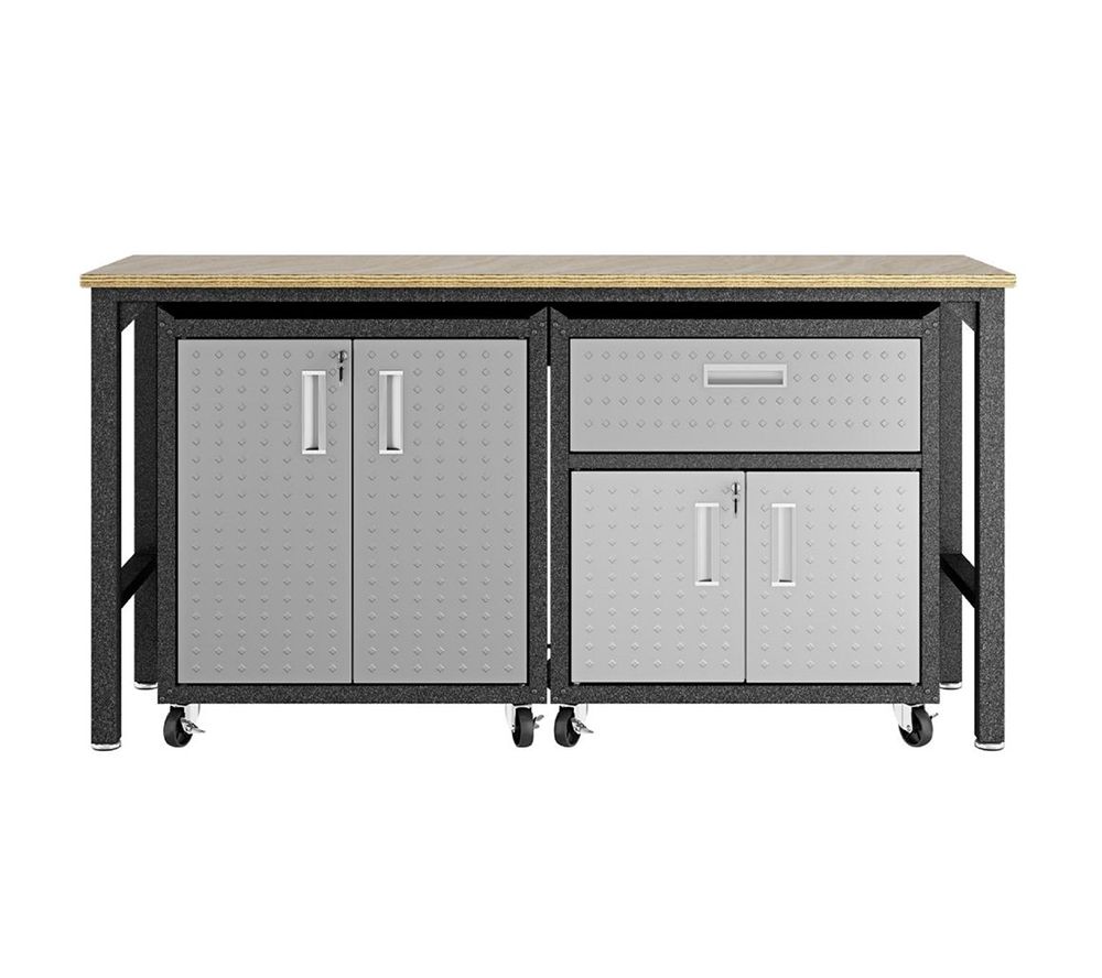 Manhattan Comfort 3-Pc Fortress Garage Cabinetand Worktable 2