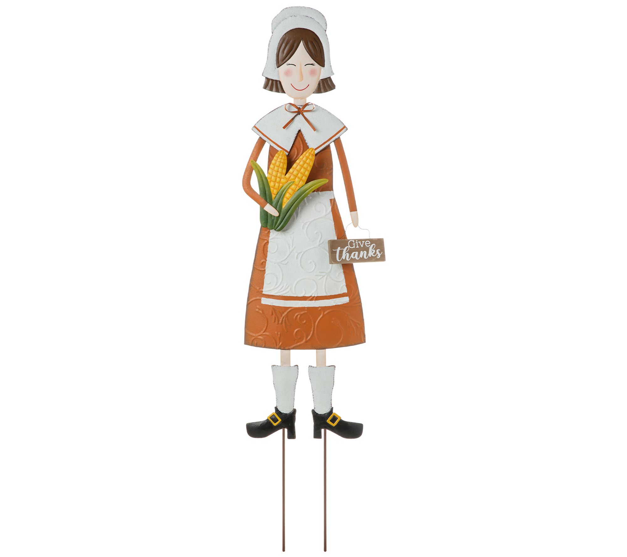 Glitzhome 36" Thanksgiving  Pilgrim Girl Yard Stake