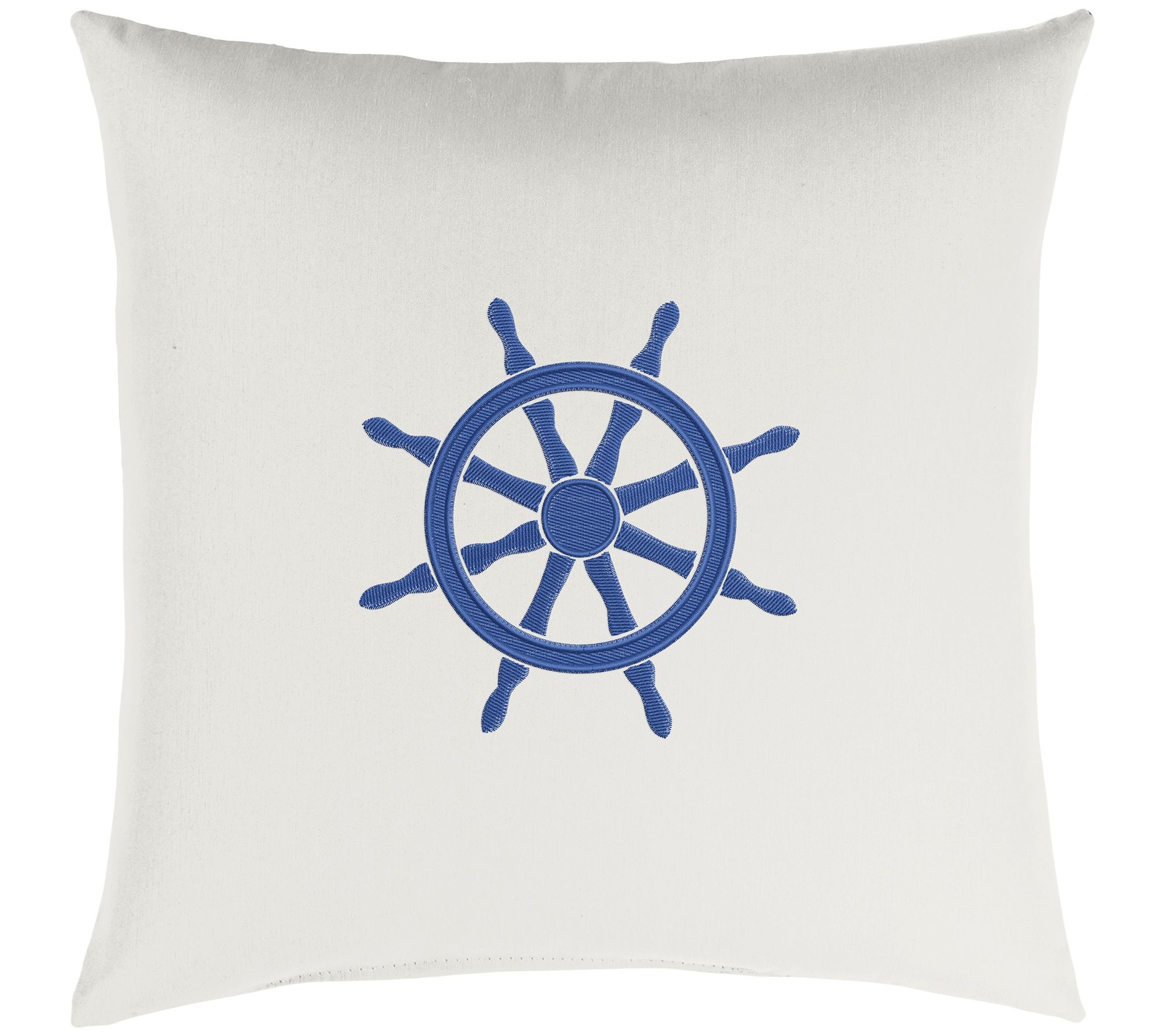 Sunbrella Indoor/Outdoor Embroidered Ship WheelPillow