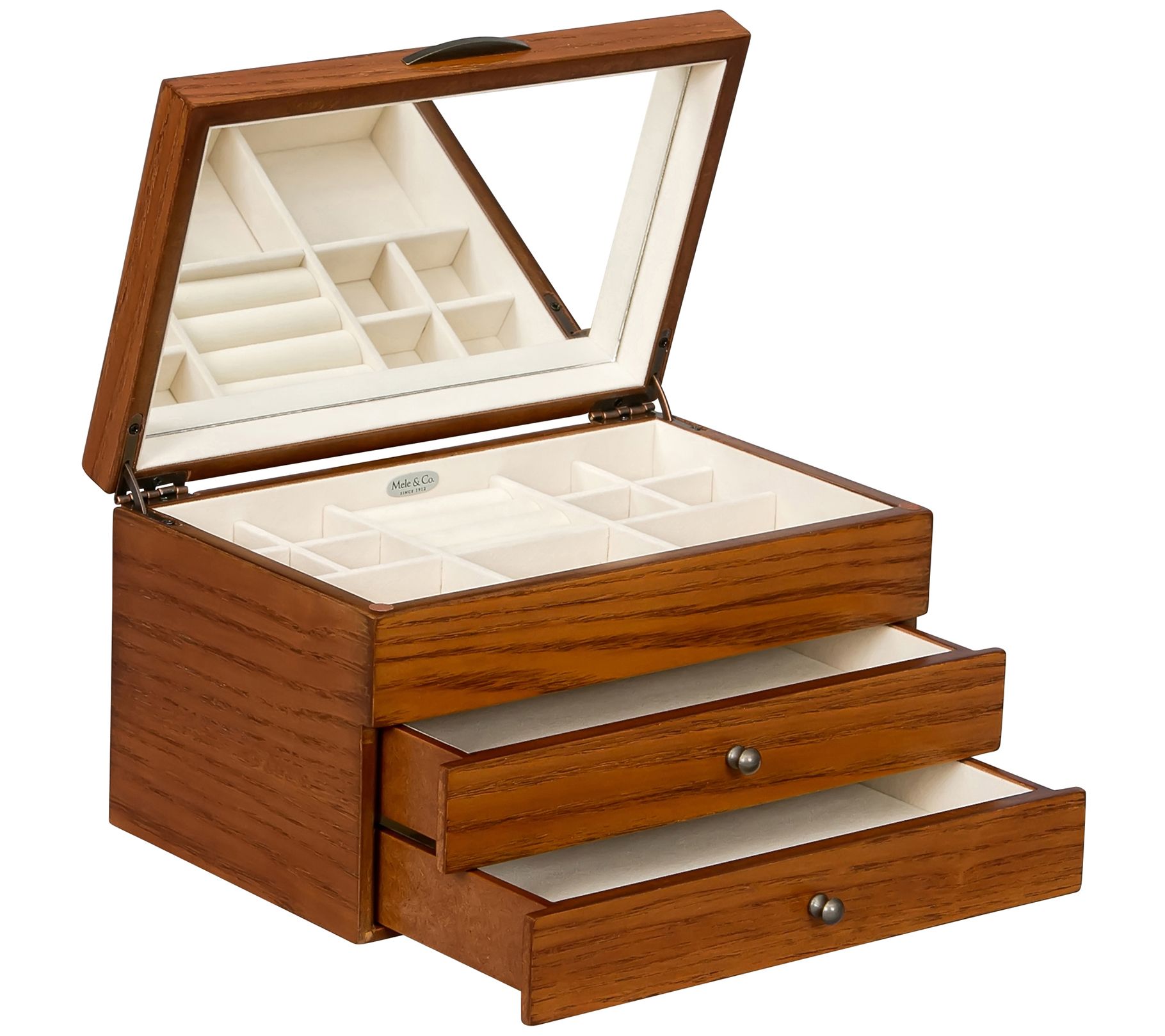 Mele & Co. Selma Wooden Jewelry Box in Walnut Finish