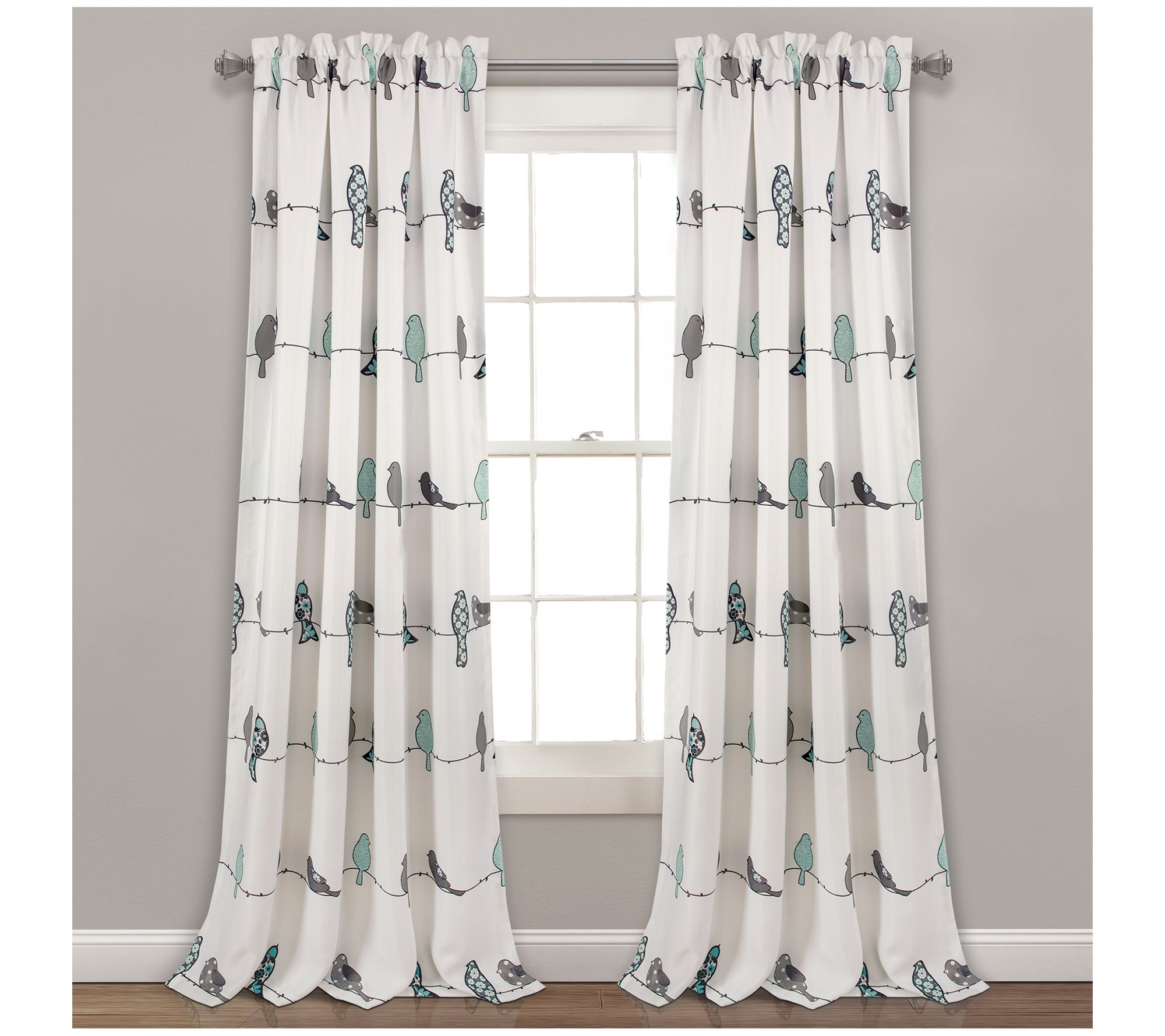 Rowley Birds Light Filtering 52X108+2 Set by Lush Decor