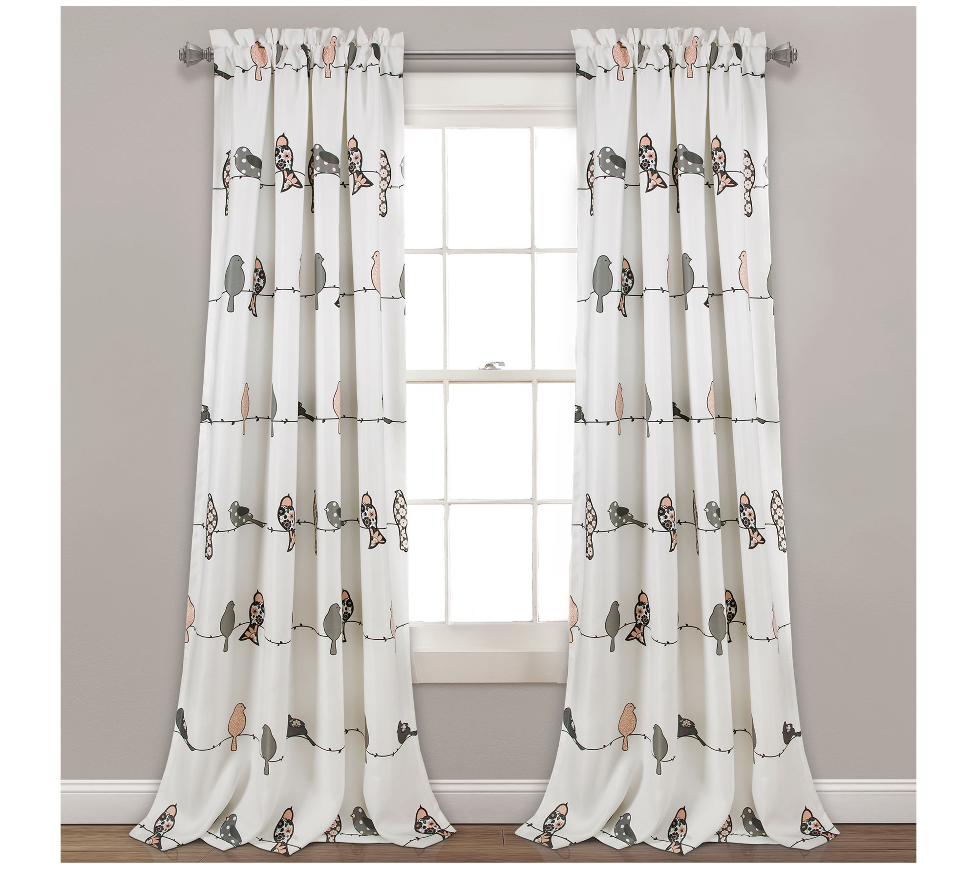 Rowley Birds Light Filtering 52X108+2 Set by Lush Decor