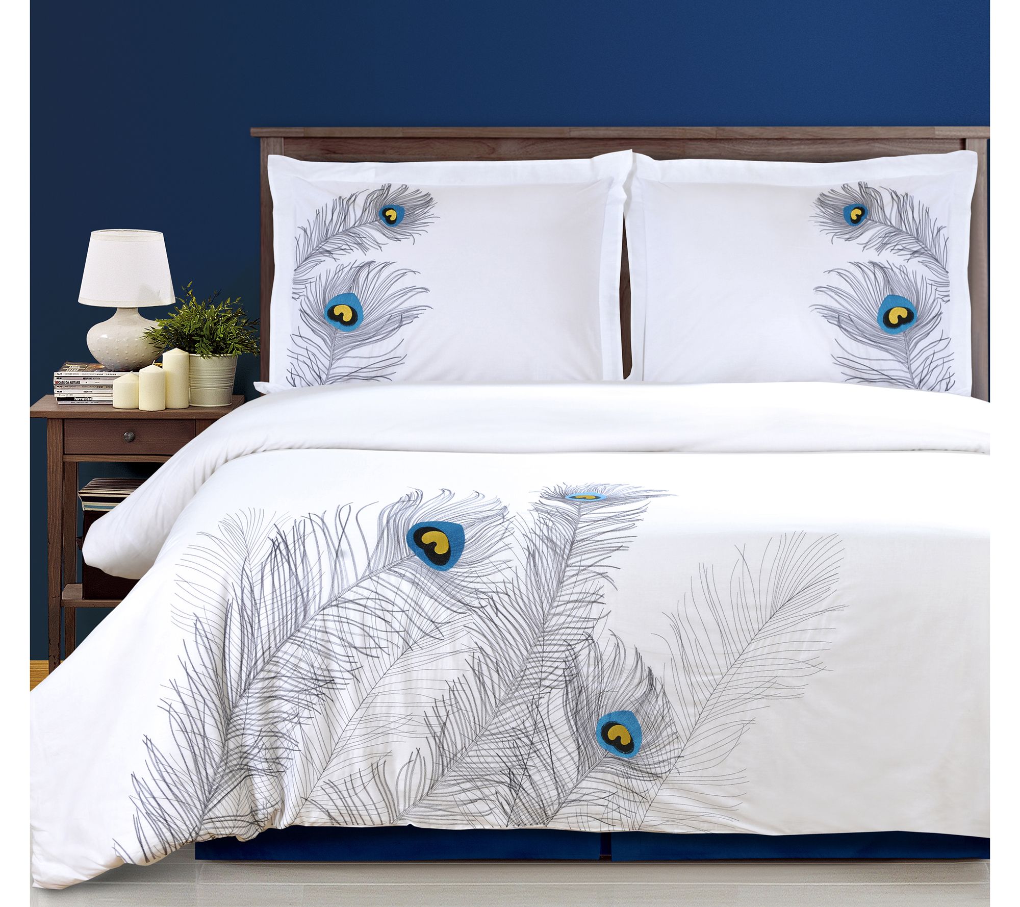 Superior 3-Piece Peacock Cotton Duvet Cover SetKing/Cal.King