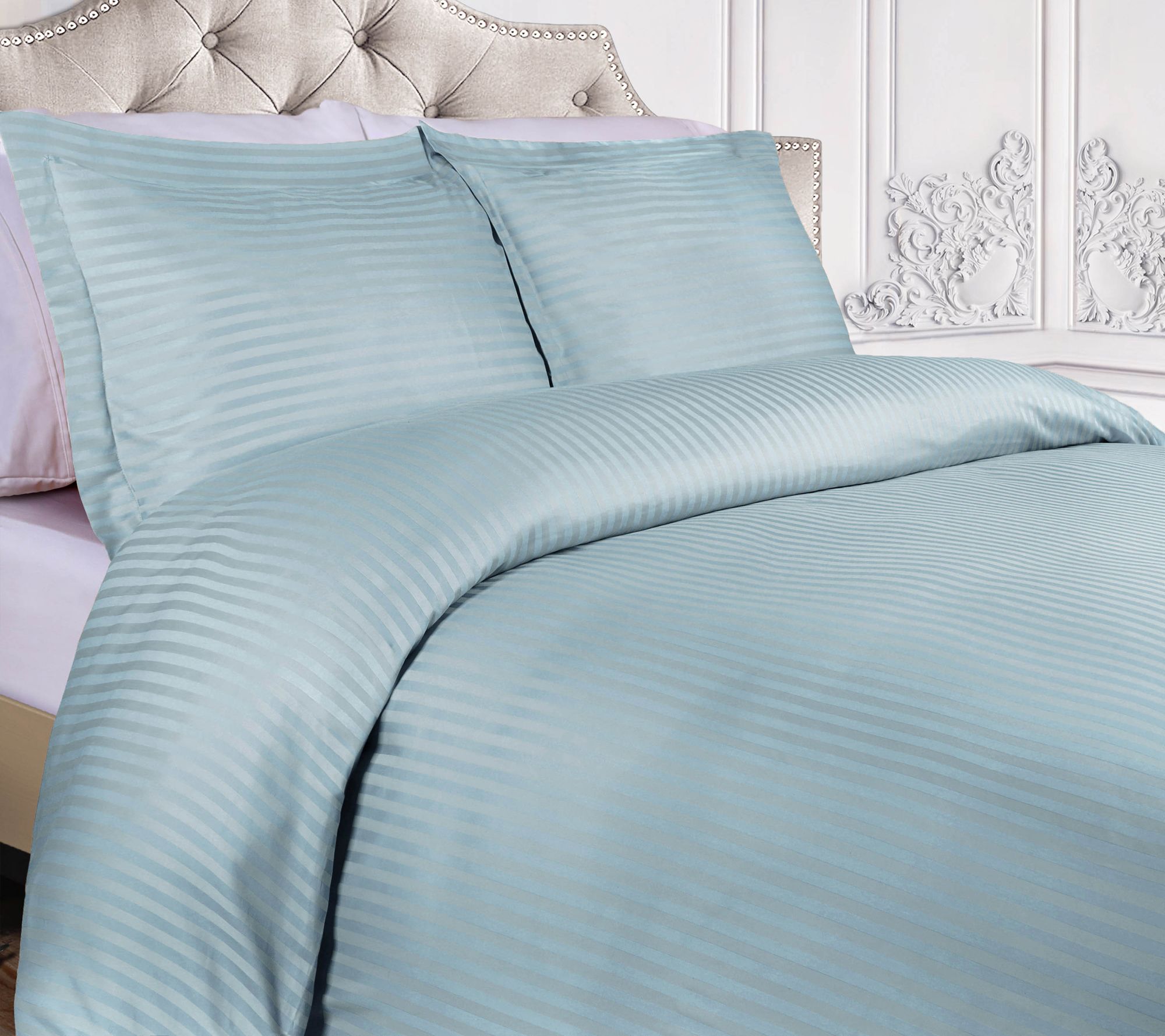 Superior 400-TC Egyptian Cotton Striped Duvet Cover Set, Twin