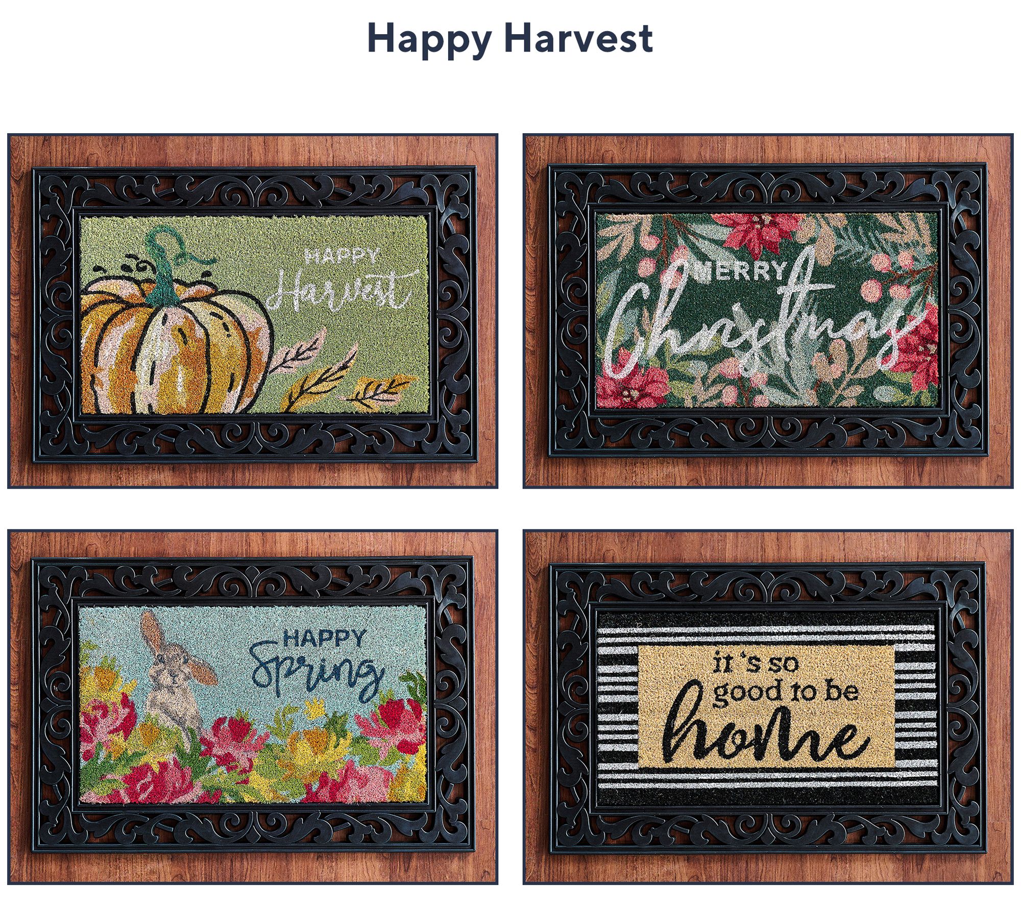 "As Is" Home Reflections S/4 Seasonal Doormats with Decorative Base