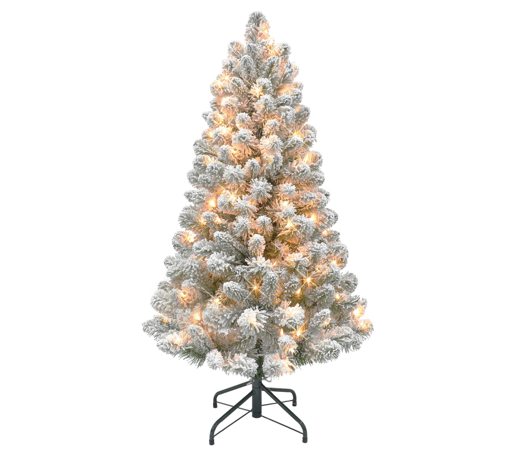 Puleo 4 ft Pre-Lit Flocked Virginia Pine Artifiial Tree