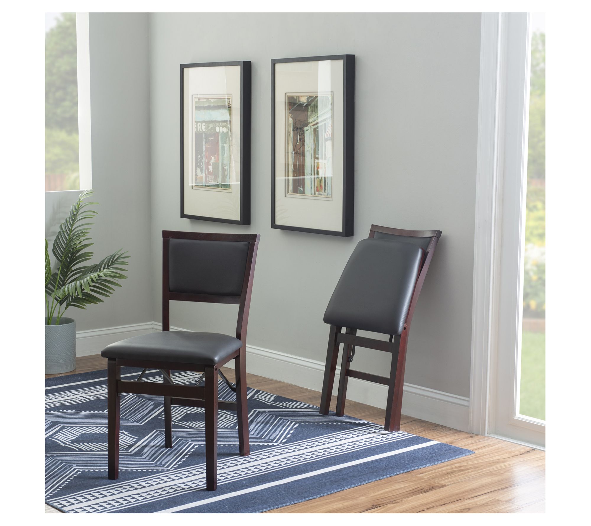 Linon Home Deco r Set of 2 Kase y Pad Back Fold ing Chairs - QVC.com