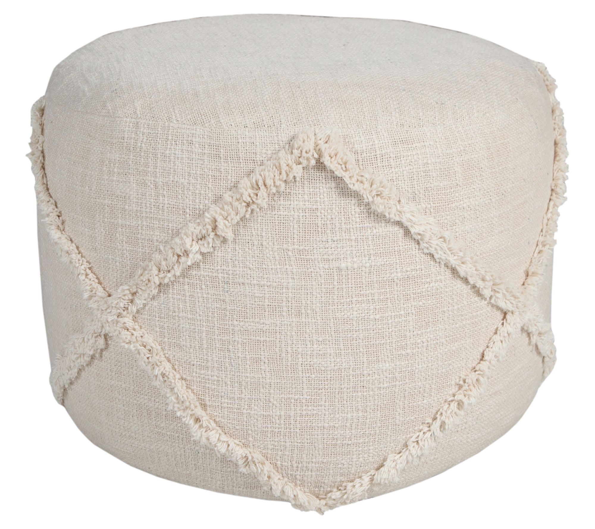 Ox Bay Diamond Solid Hand-Woven Cotton Pouf Ott oman