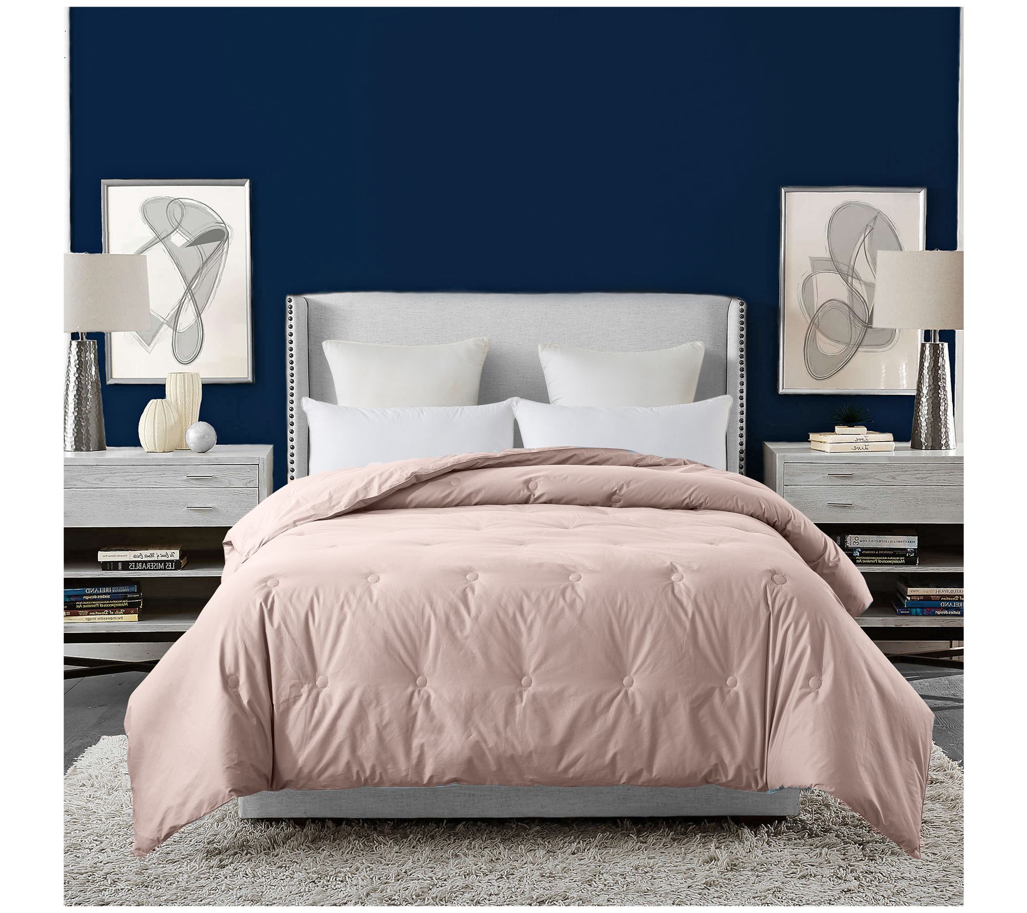 Royal Velvet Tufted Down Alternative Comforter-Blush F/Qn