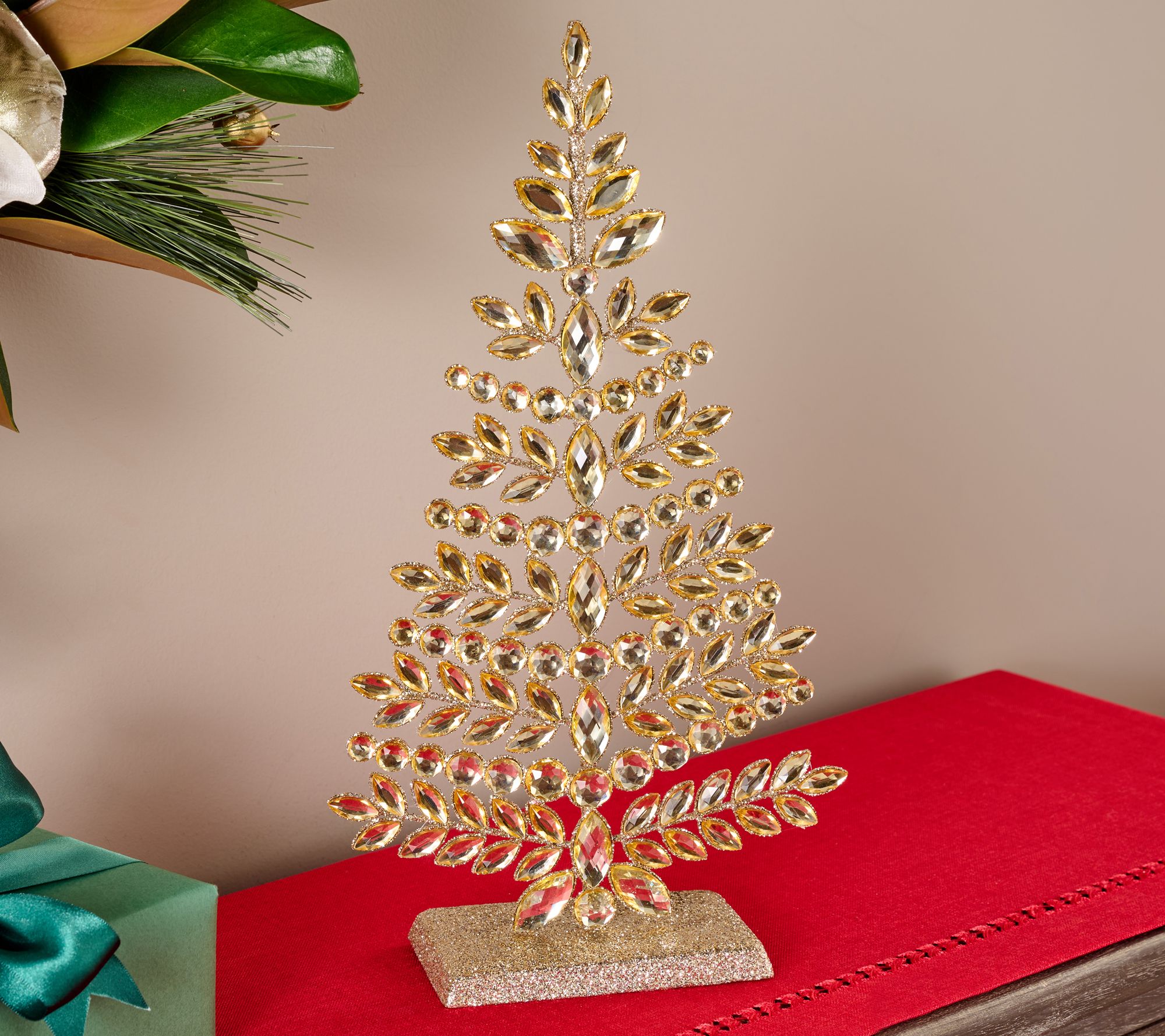14.5" Faceted Jewel Tree with Glittered Base by Valerie