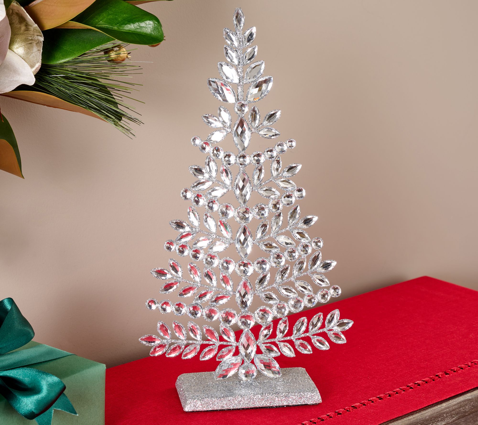 14.5" Faceted Jewel Tree with Glittered Base by Valerie