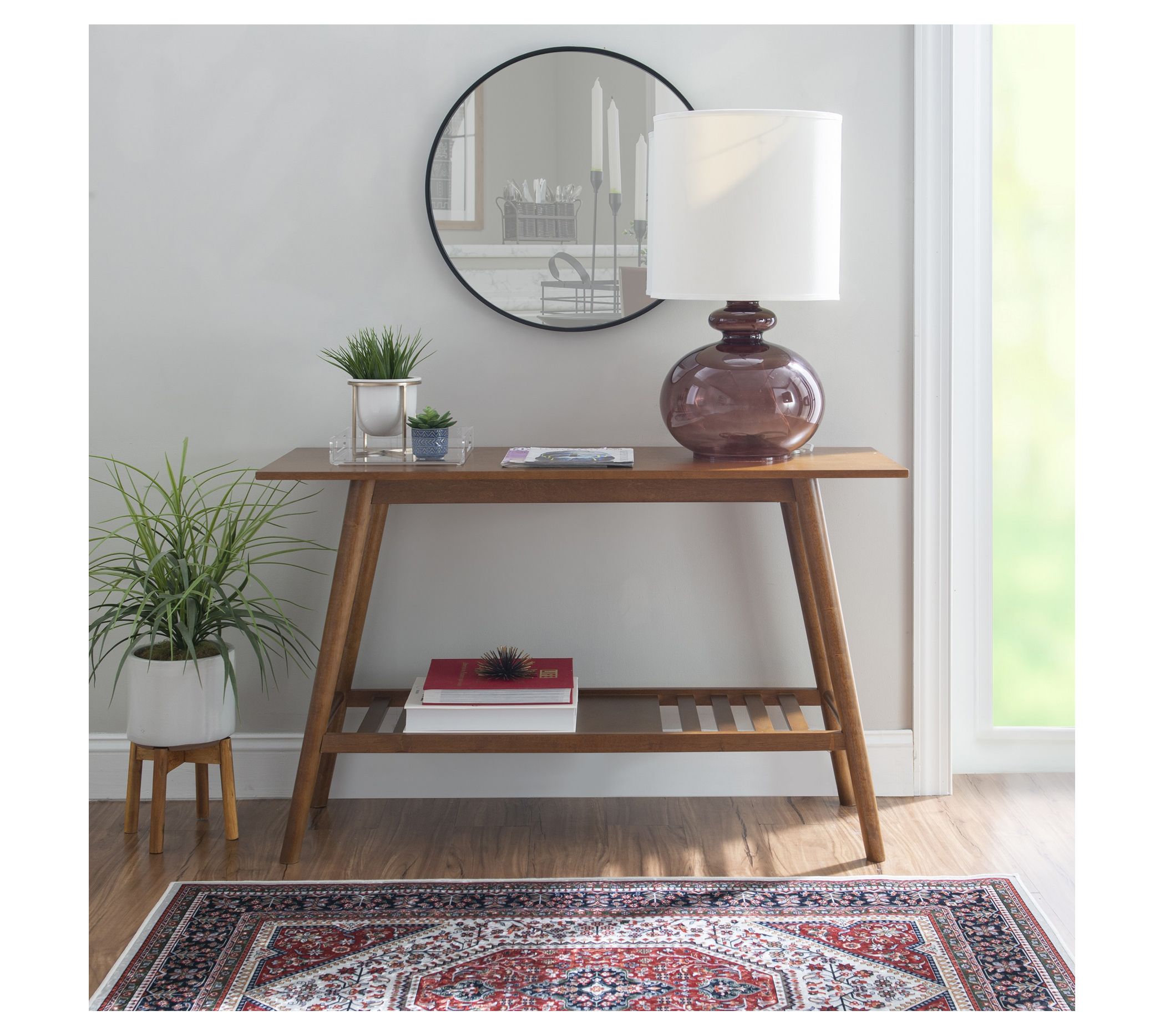 Linon Home 47 R aleigh Birch  C onsole Table W/ Shelf