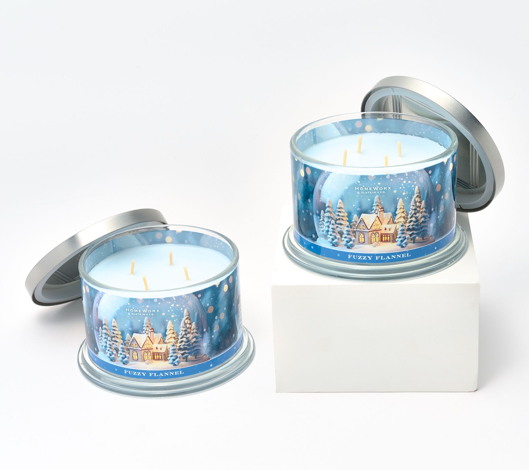 "As Is" HomeWorx by Slatkin + Co. S/2 18oz Fuzzy Flannel Candles