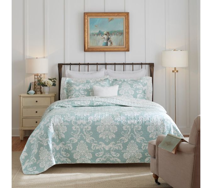 Laura Ashley Venetia Bright Blue Twin Quilt-Sham Set