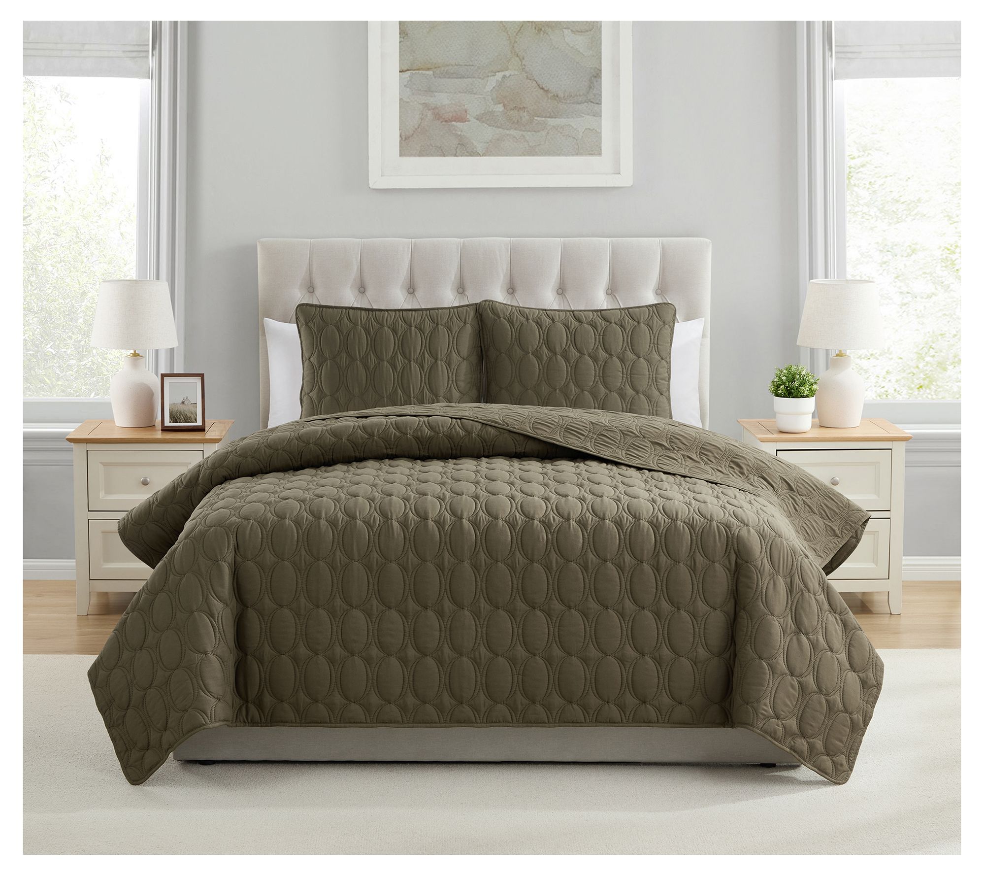 VCNY Home Circles 3-Piece Microfiber Quilt Set,F/ Q