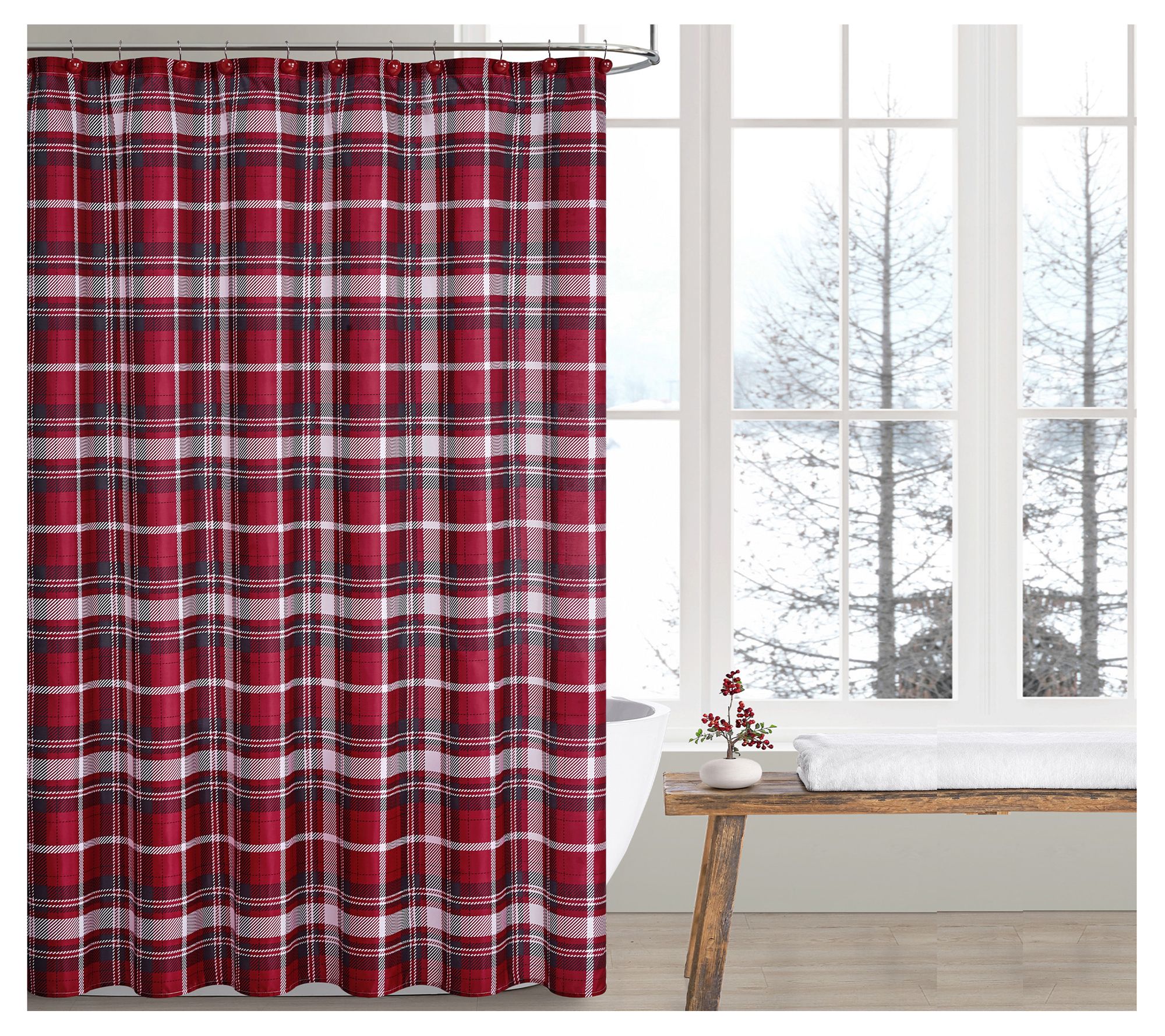 VCNY Home 13-Piece Holiday Plaid Shower CurtainSet