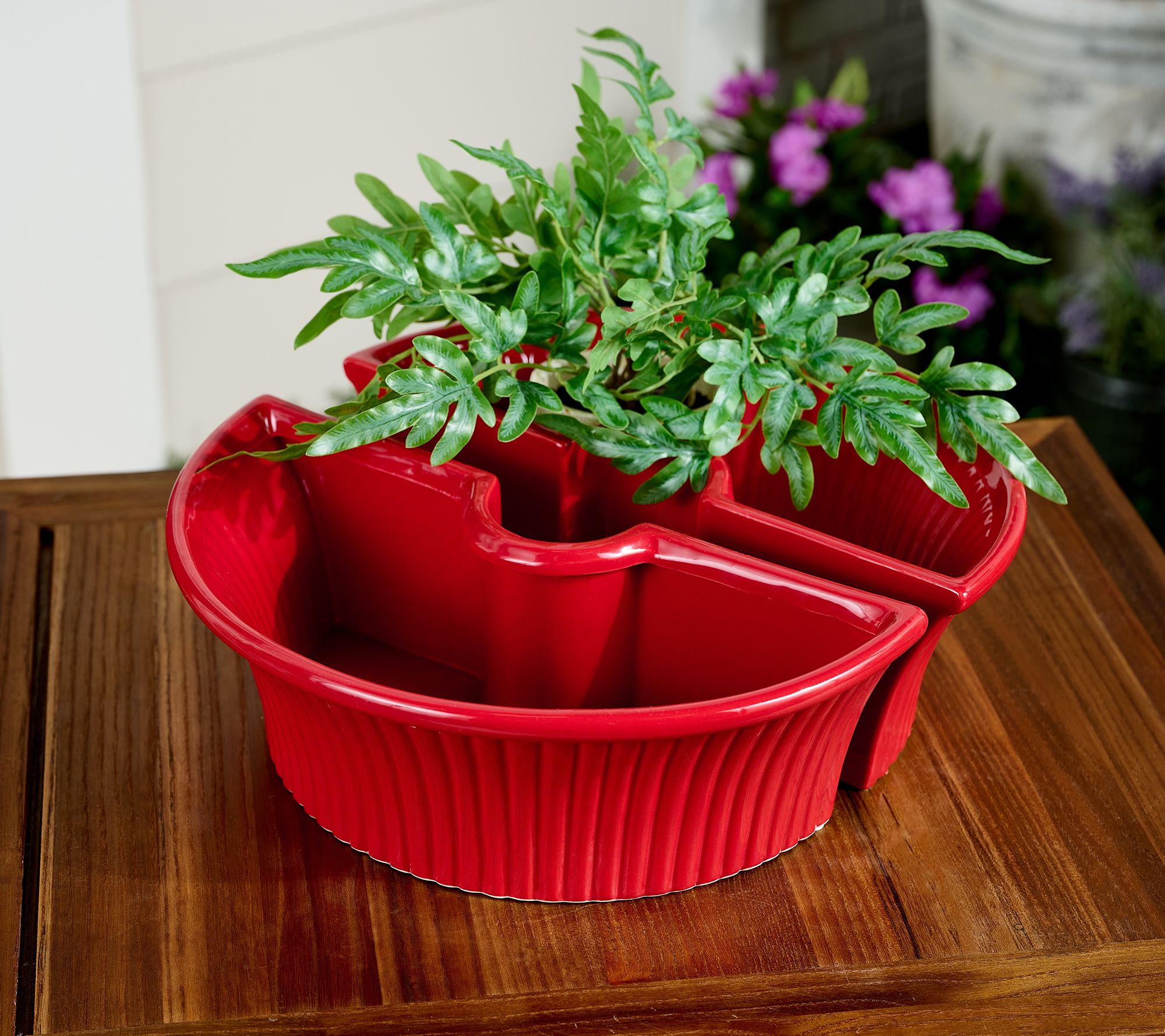 2-Piece Ceramic Umbrella Planter by Valerie