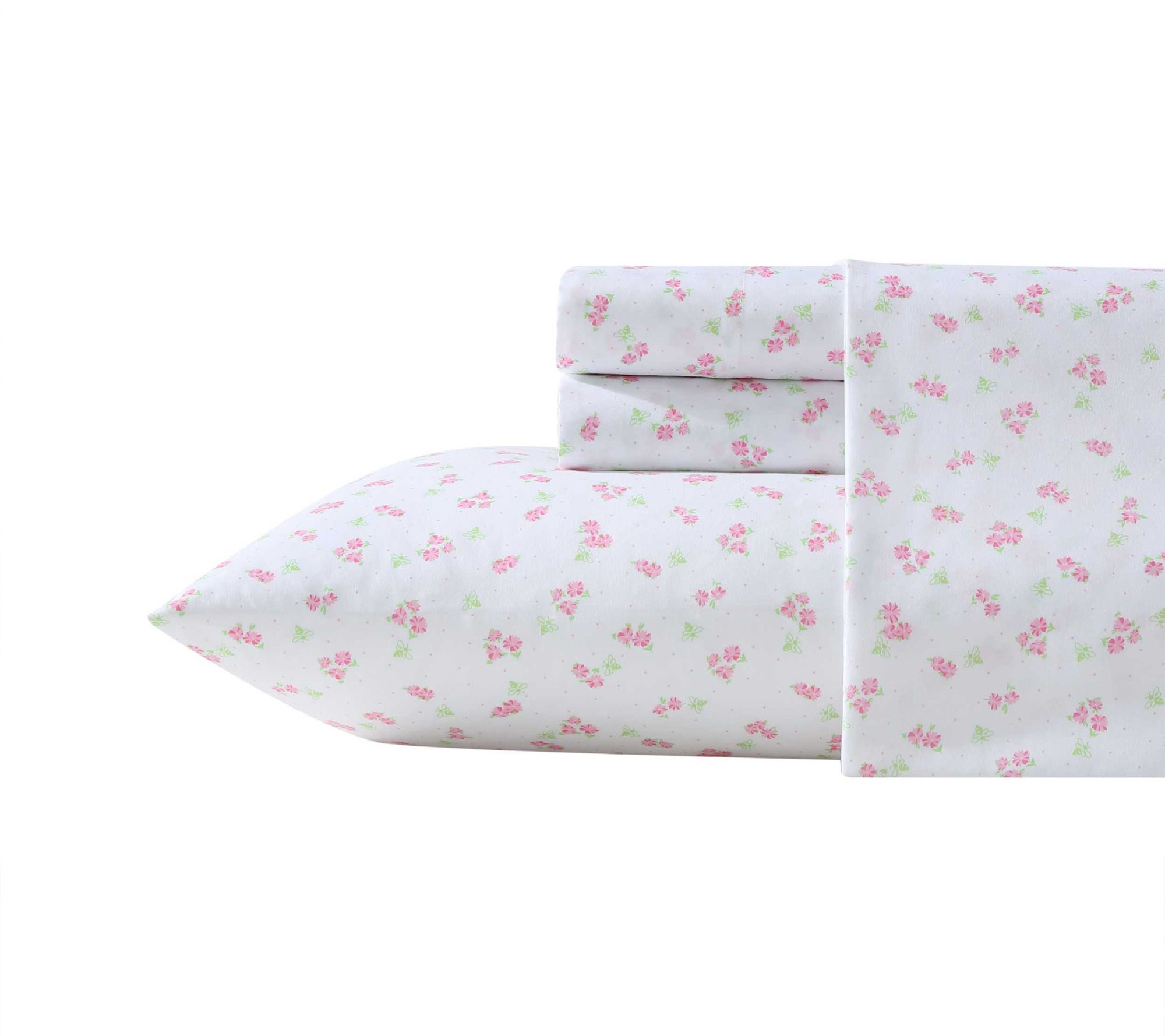 Laura Ashley Busy Bee Pink-Green Queen Sheet Set