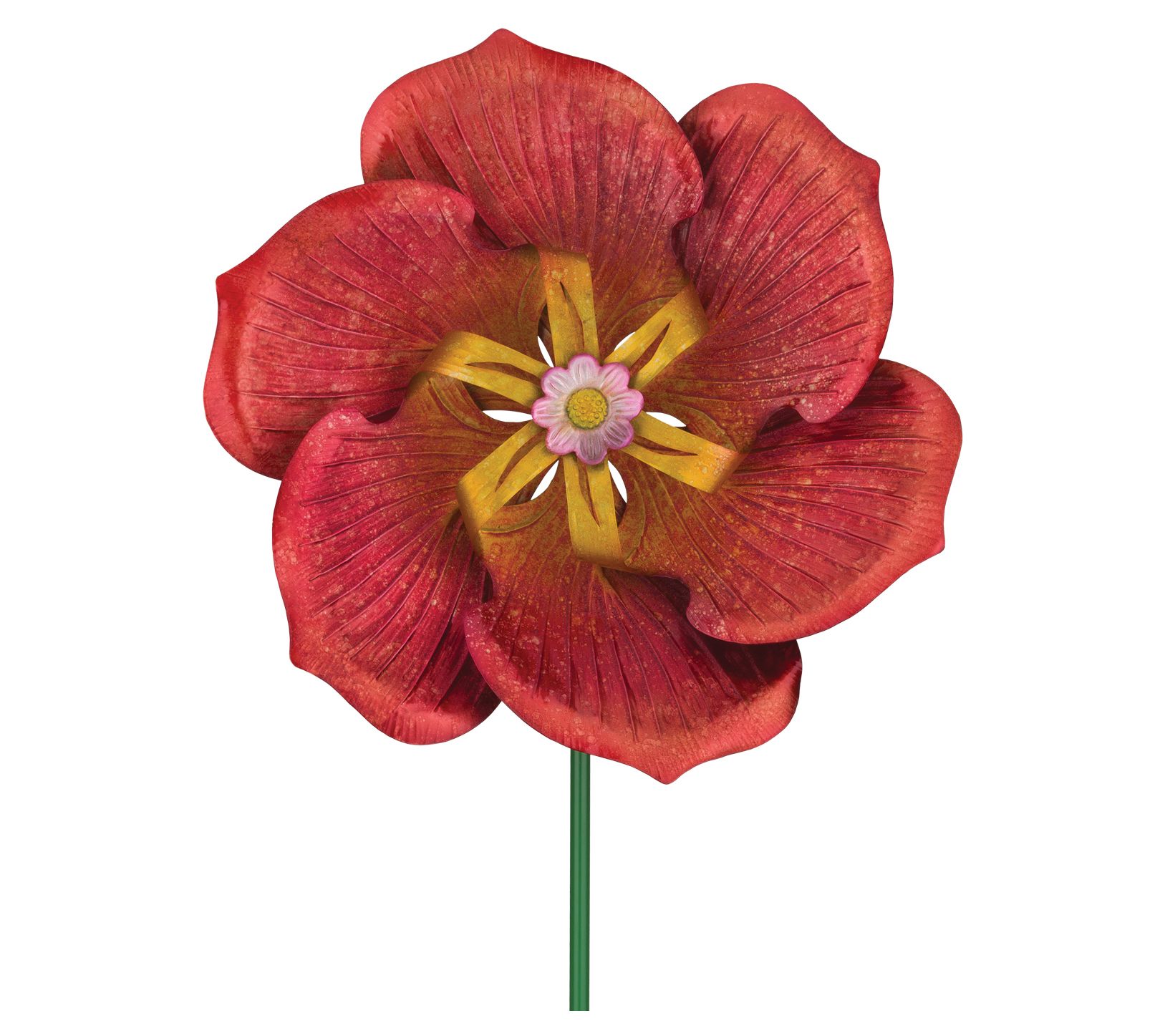 Regal Art & Gift Textured Flower Spinner Stake- Poppy