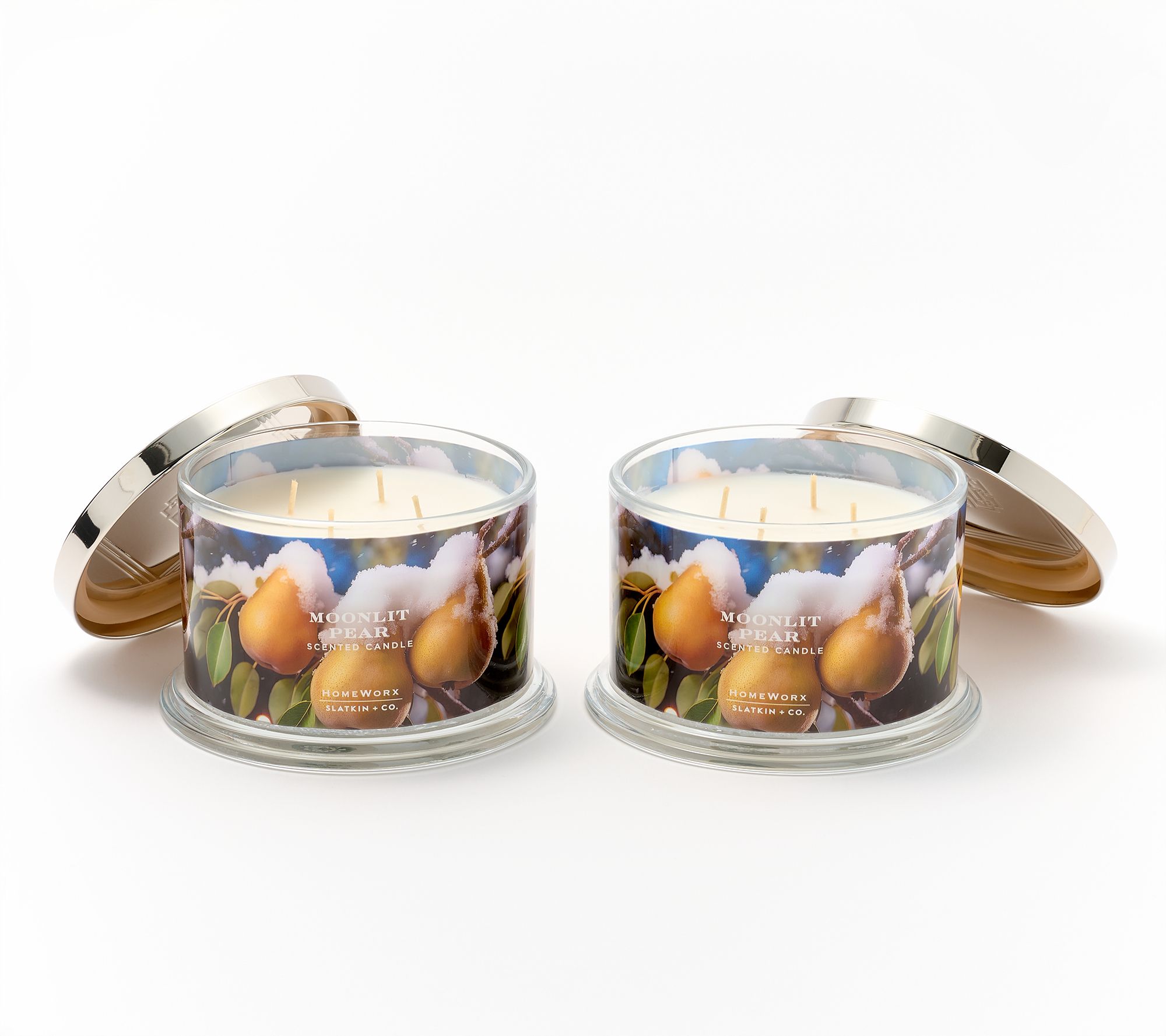 HomeWorx by Slatkin + Co. S/2 18oz Moonlit Pear Candles