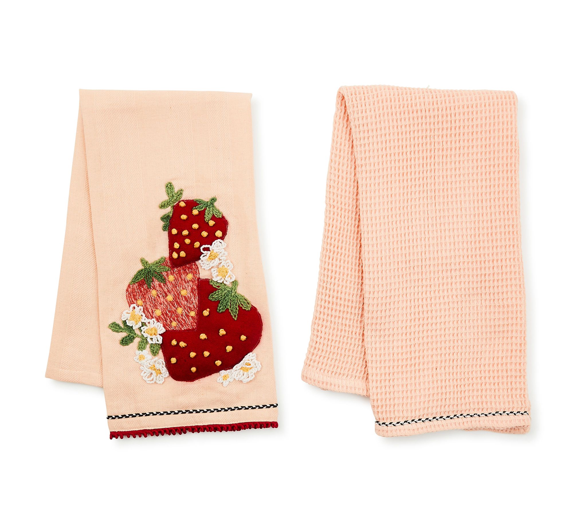 "As Is" MacKenzie Childs Set of 2 Embroidered Dish Towels
