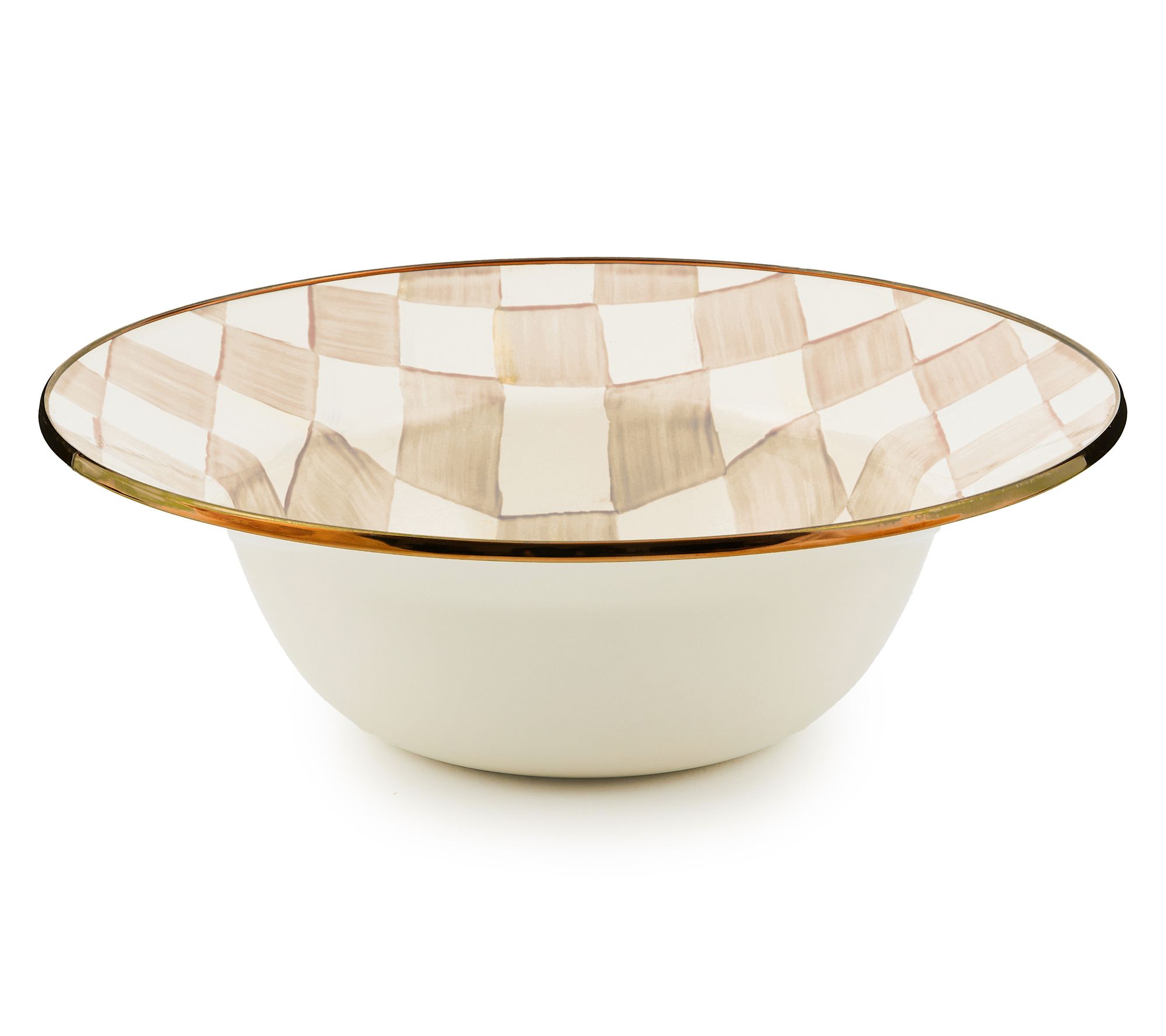 "As Is" MacKenzie- Childs 40oz. Enamel Check Serving Bowl