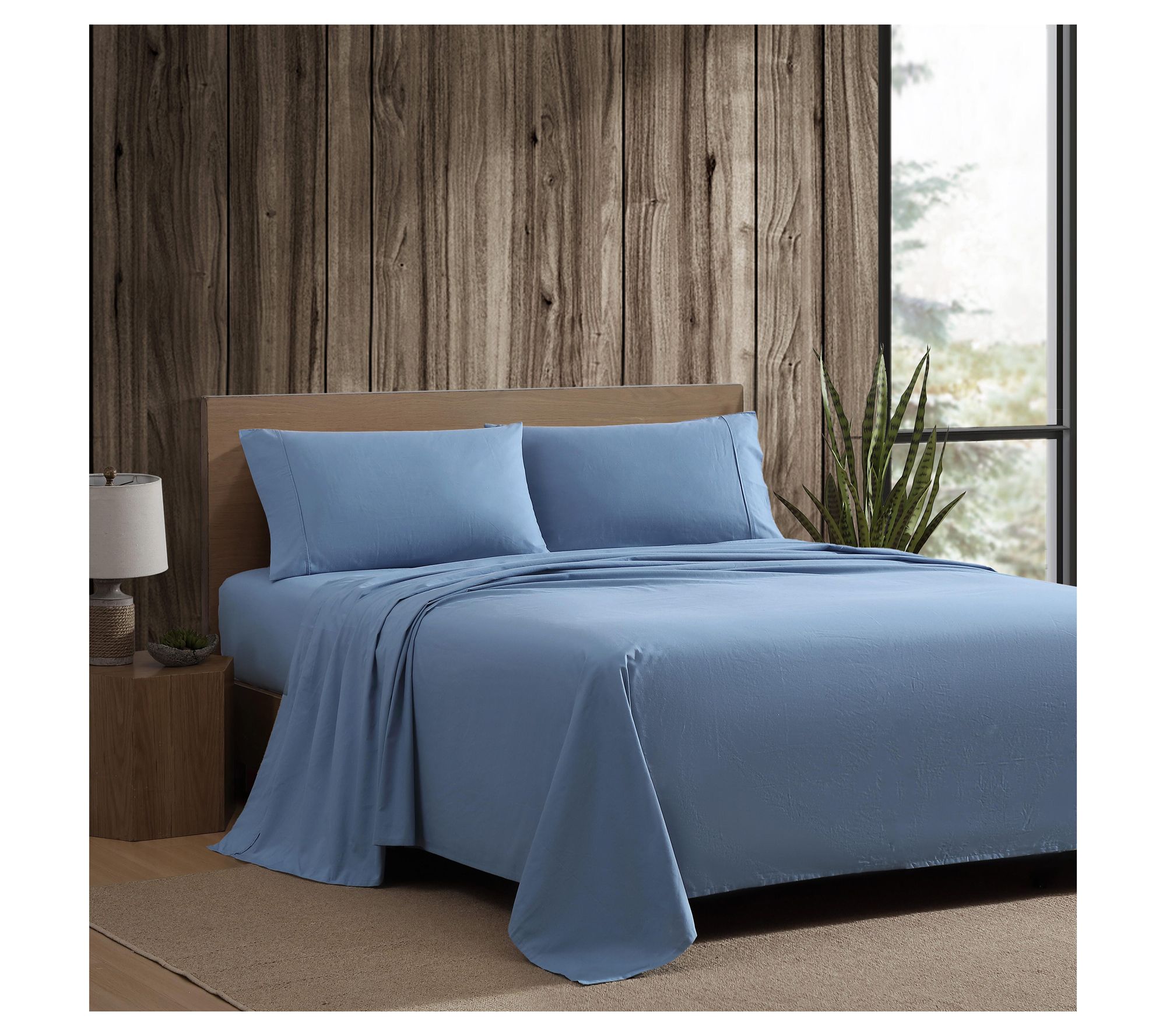 Eddie Bauer Blue Cotton Percale Queen Sheet Set