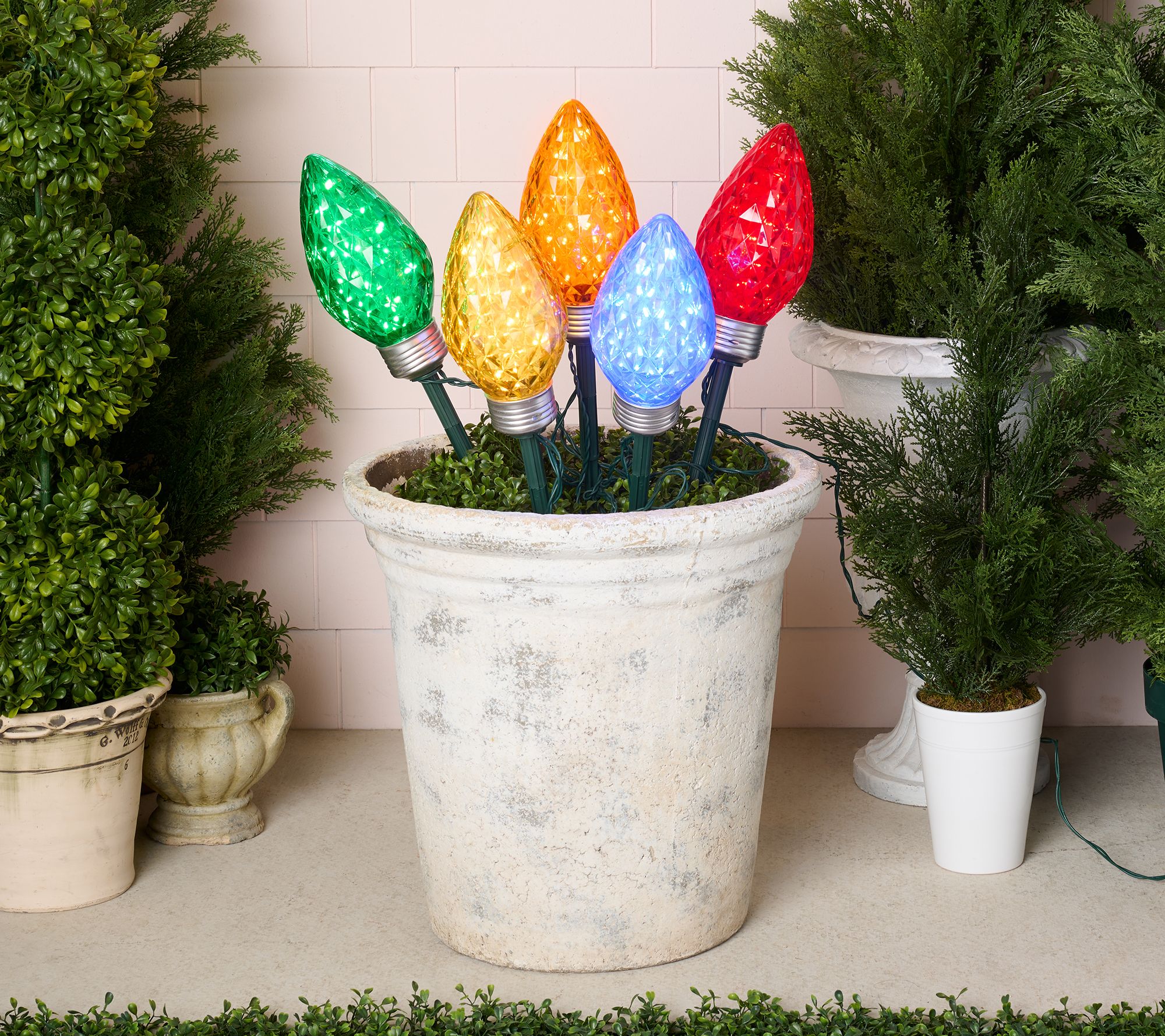 "As Is" Bethlehem Light Set/5 Oversized C9 Stake Lights