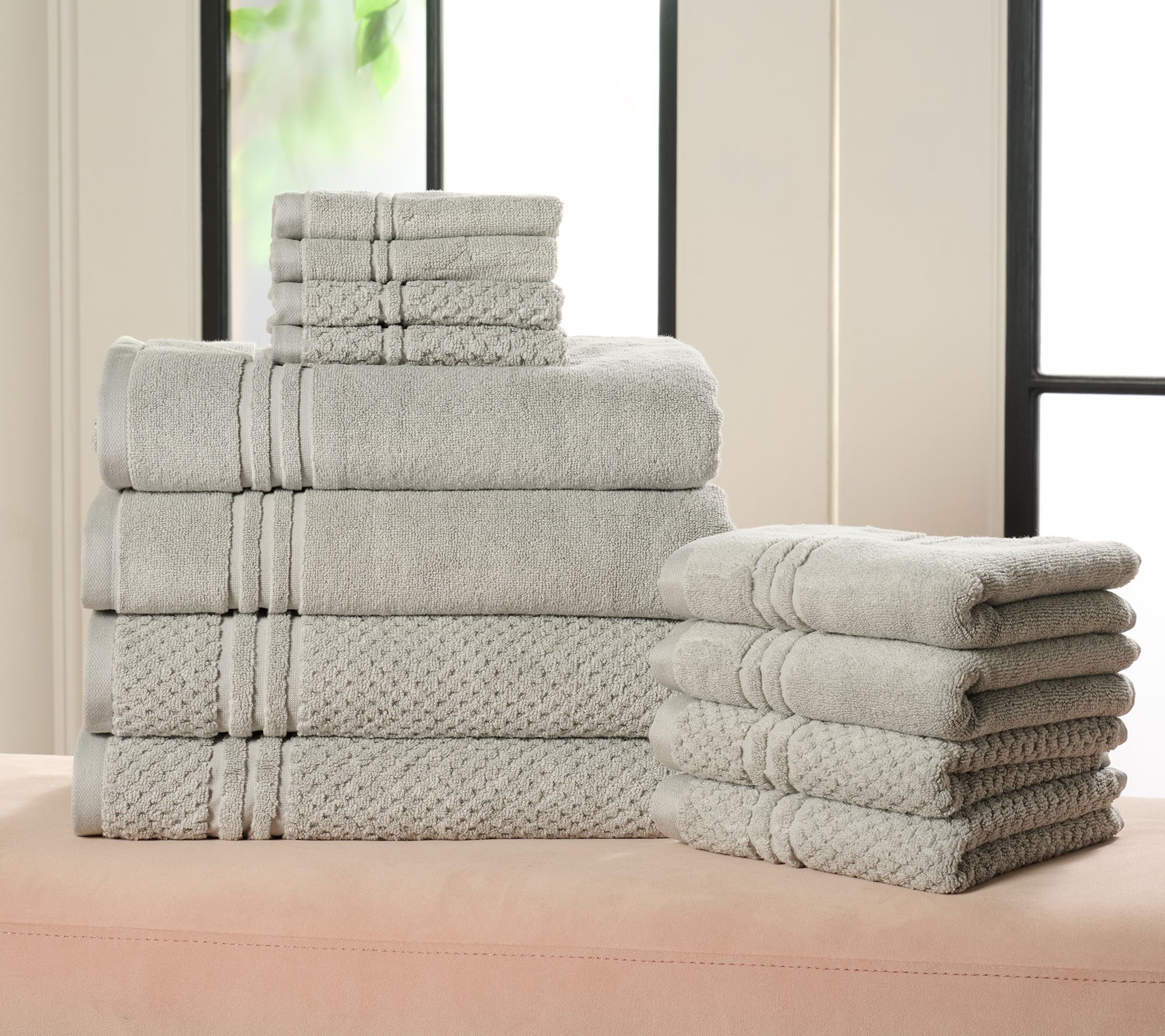  Home Reflections 100% Cotton Solid & Texture 12-pc Towel Set