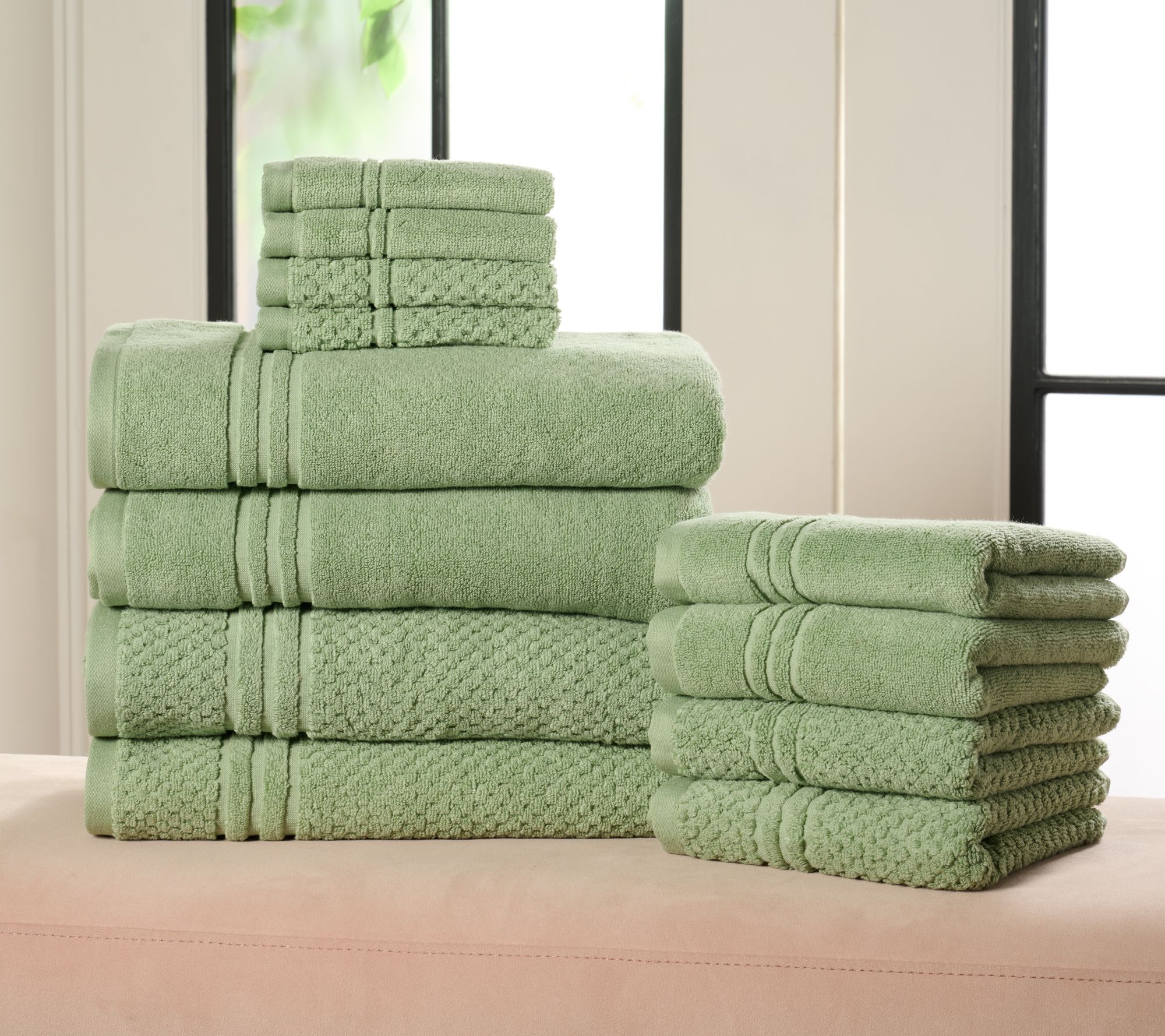 Home Reflections 100% Cotton Solid & Texture 12-pc Towel Set