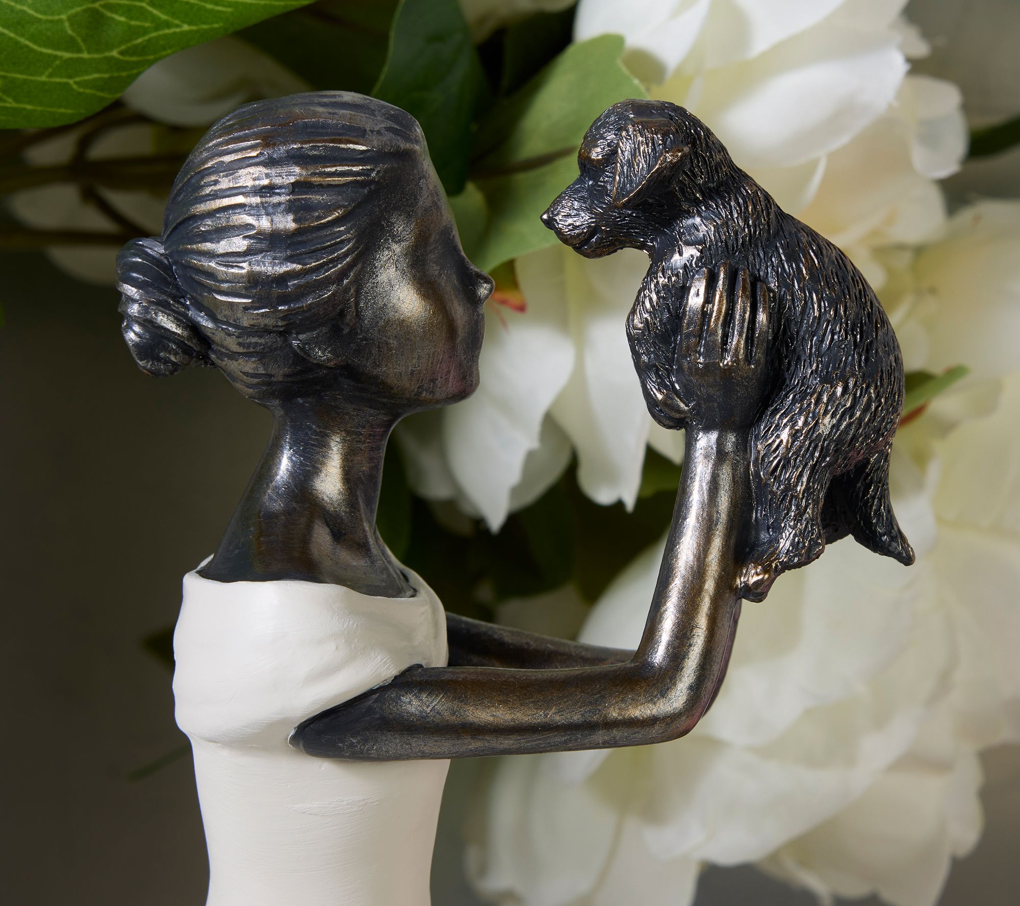 Indoor/Outdoor Garden Maiden with Puppy by Valerie - QVC.com