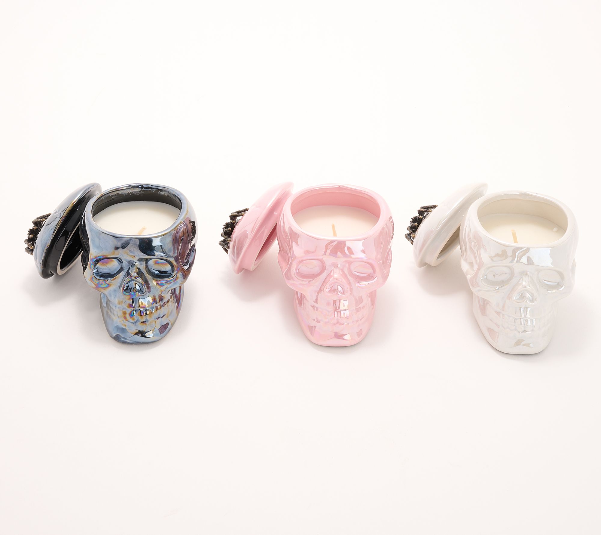 "As Is" HomeWorx by Slatkin + Co. Set of 3 Mini Skull Candles