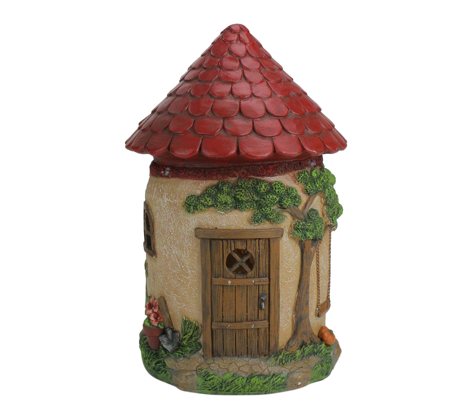 Northlight 11.5" LED Solar Mushroom House Garden Statue