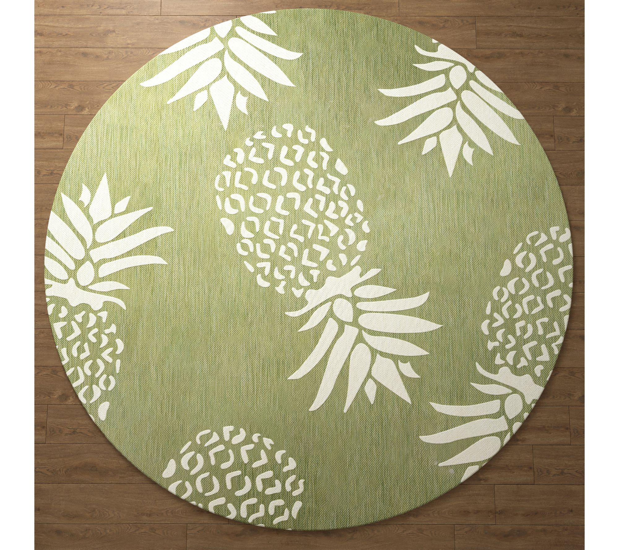 Ox Bay Green/Ivory Pineapple Outdoor Area Rug, 7'6 " x 7'6 "