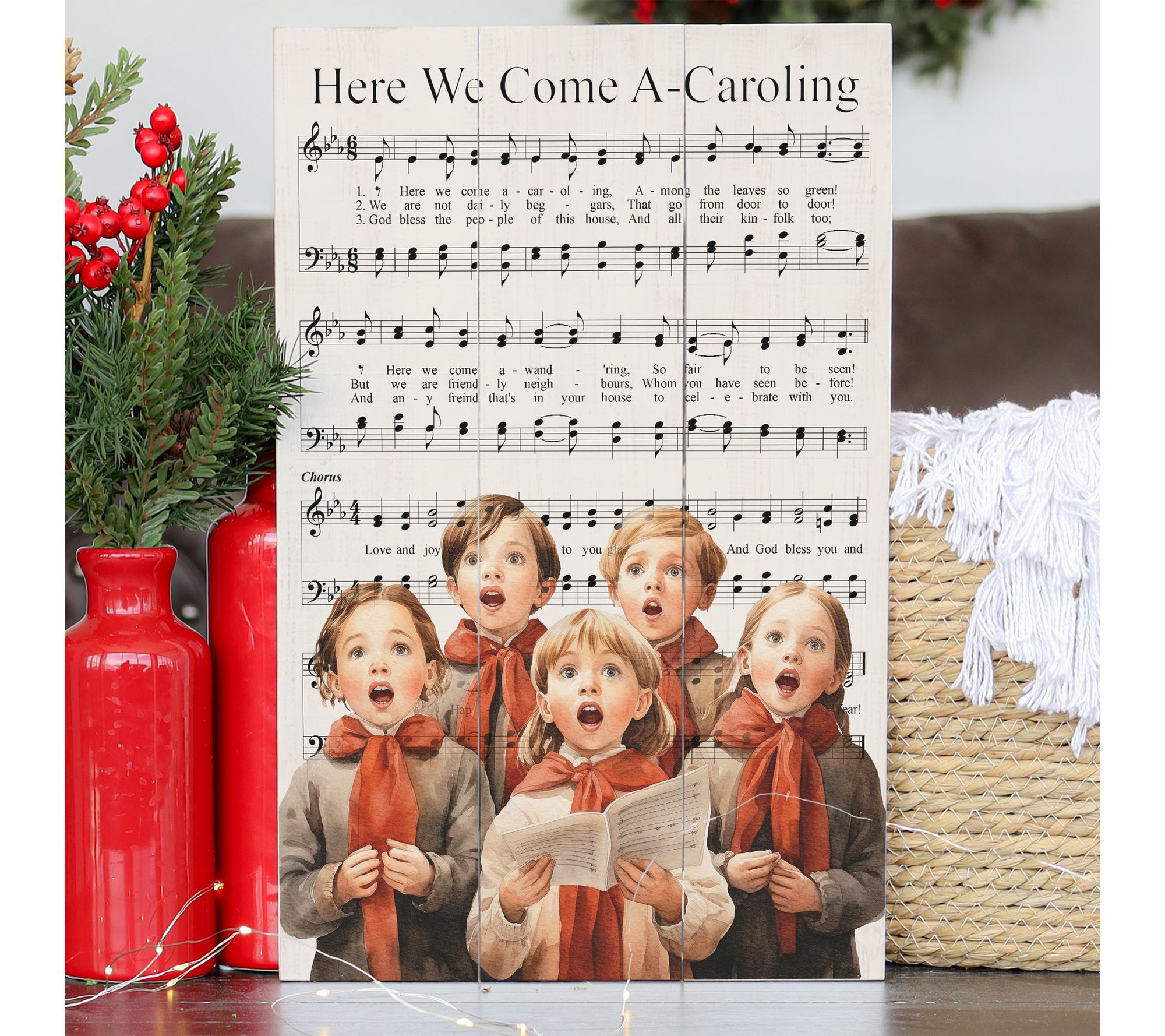 Sincere Surroundings 16" Here We Come A-Caroling Rustic Pallet