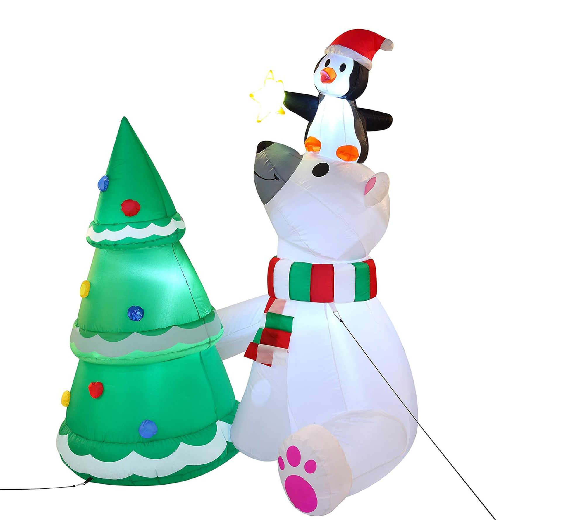 Joyfy 6ft Christmas Polar Bear Penguin & Xmas Tree Inflatable