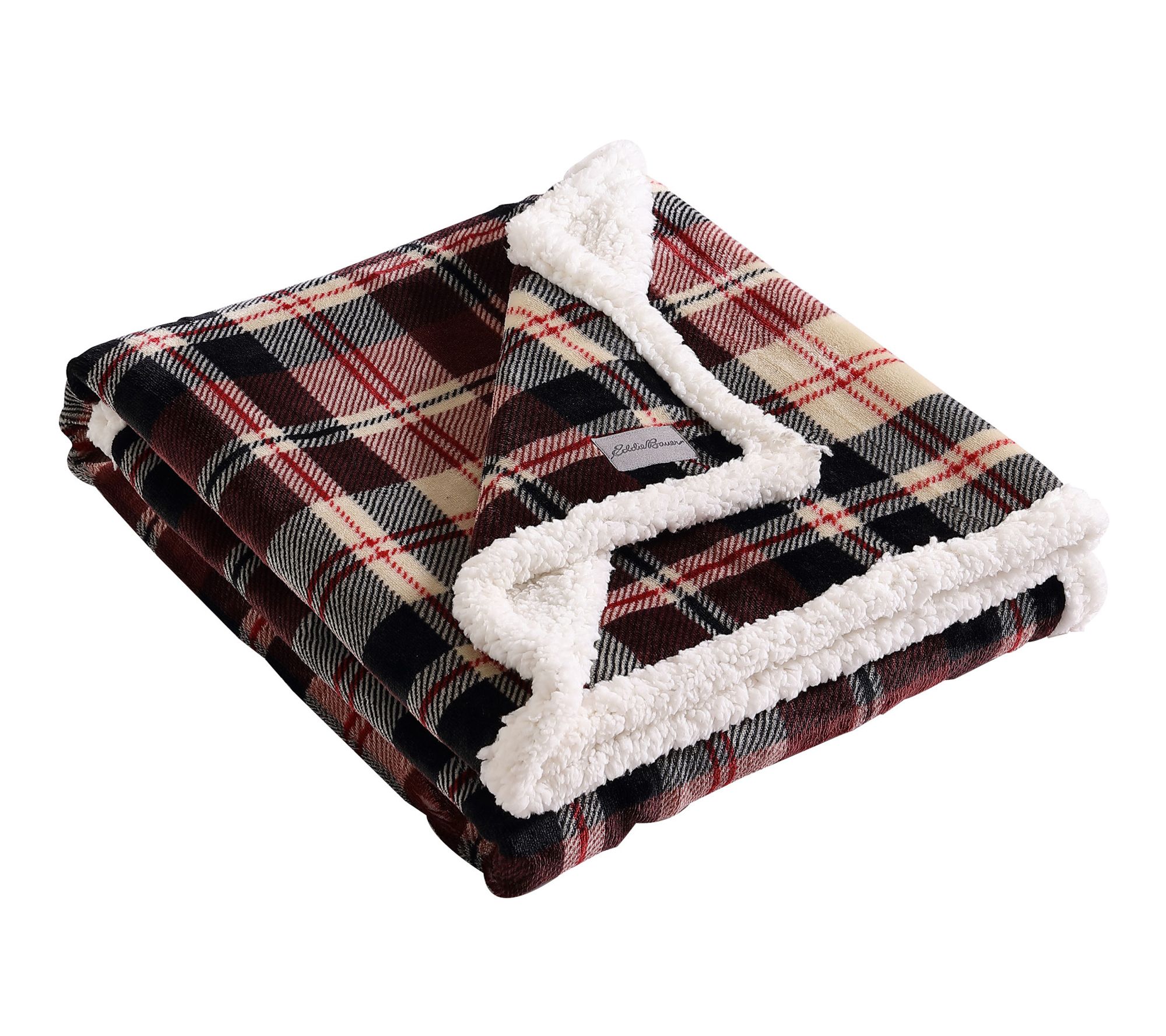 Eddie Bauer Tra ilhead Plaid Re d Plush-Fleece 50"X60" Throw