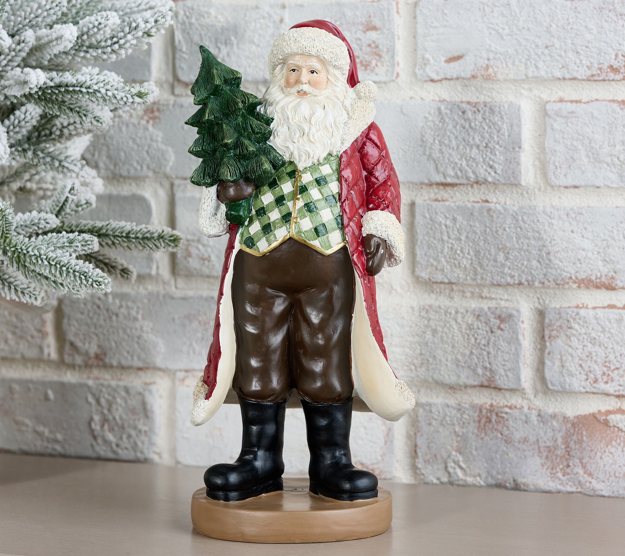 "As Is" 13.5" Santa Figure with Tree by Valerie